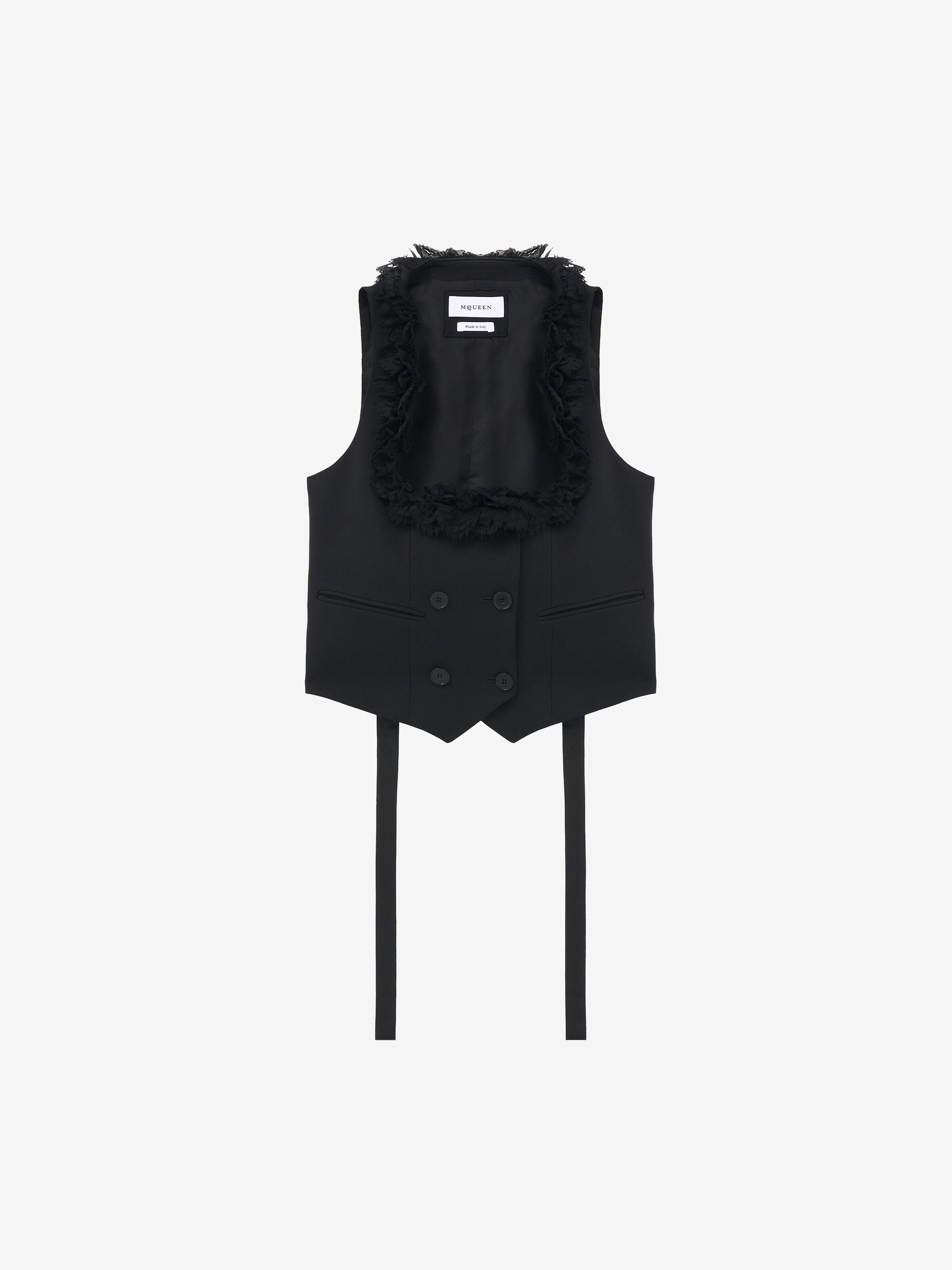 Women's Double-Breasted Waistcoat in Black in 100% Wool | Alexander McQueen - image 2