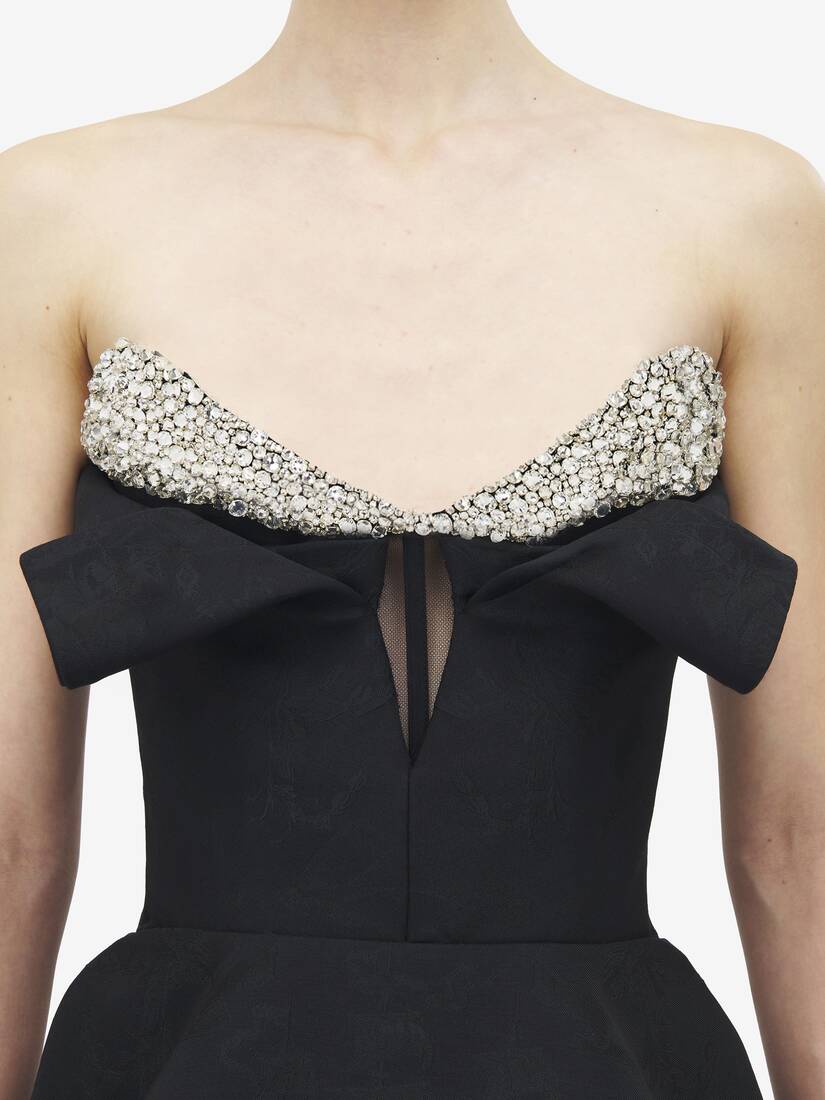 Crystal Embroidery Strapless Corset Top