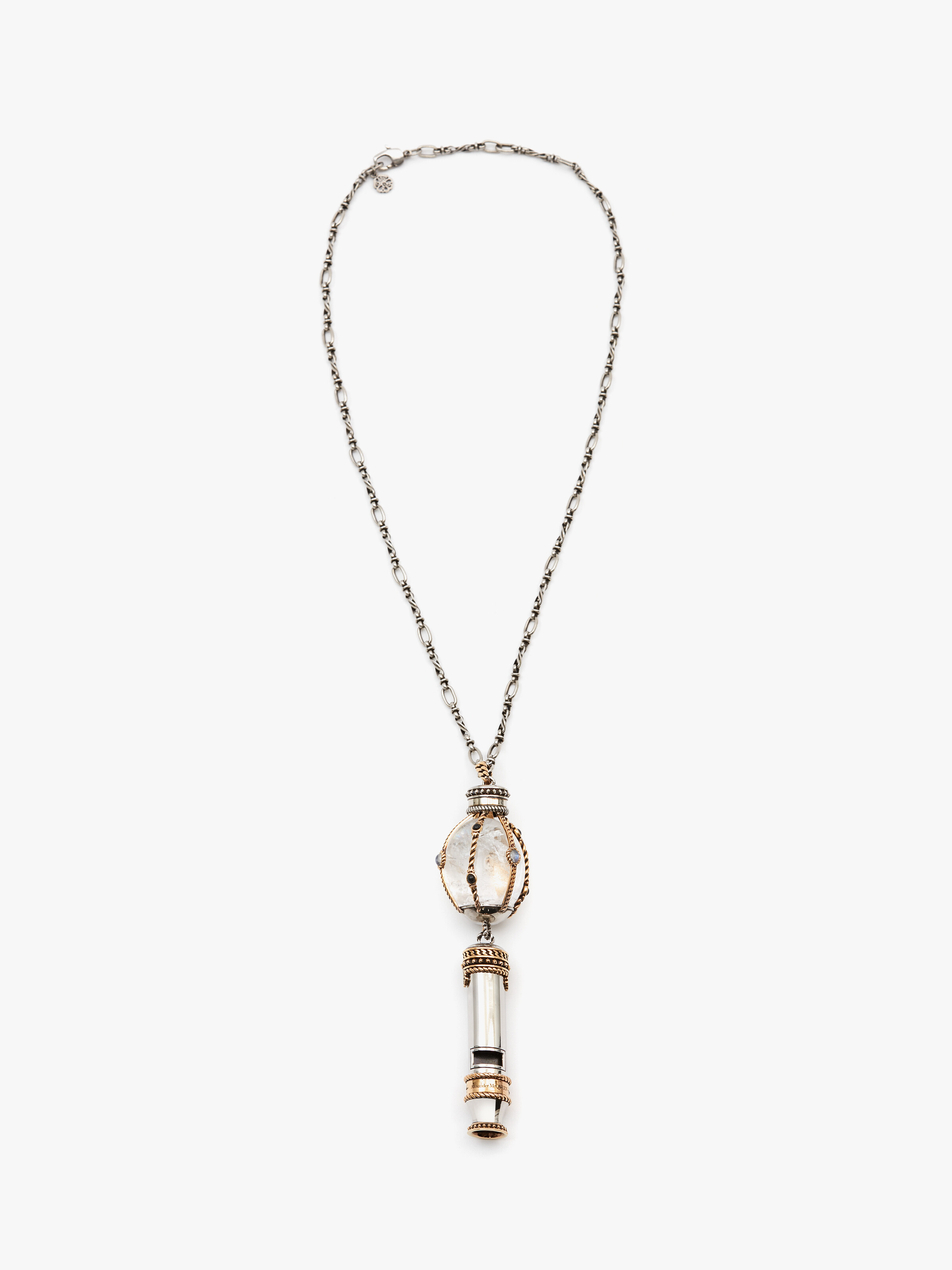Women's Whistle Pendant Necklace in Antique Silver-finish in Brass | Alexander McQueen - image 1