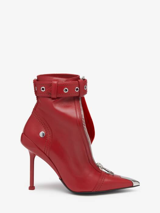 Slash Biker Boot in Black Silver Blood Red Alexander McQueen AU