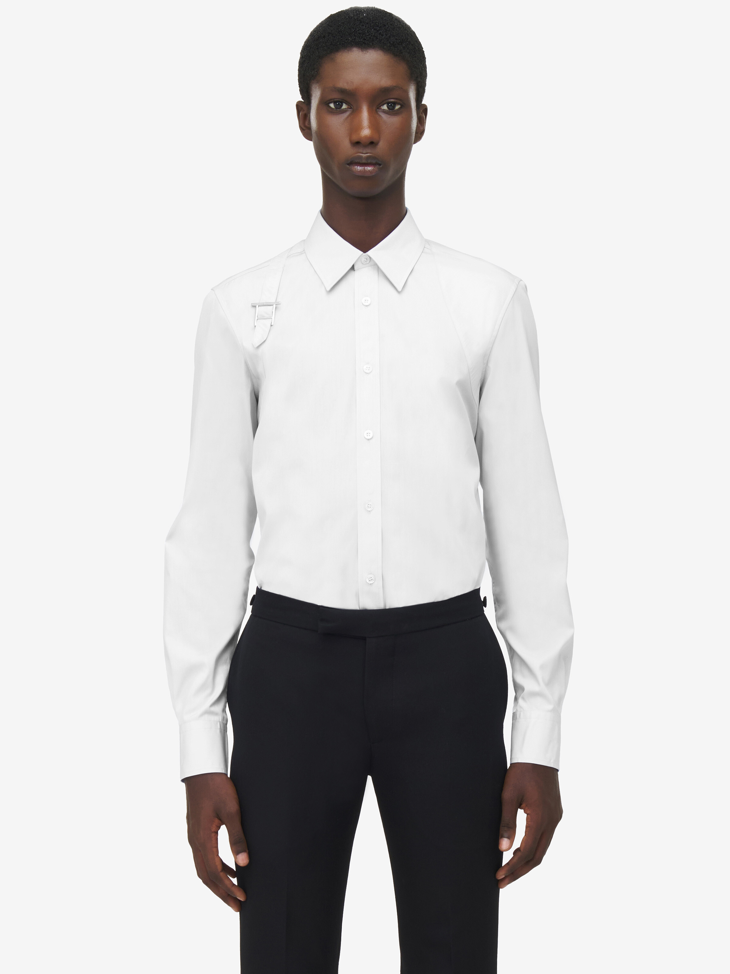 Men's T-Bar Harness Shirt in Optical White | McQueen US