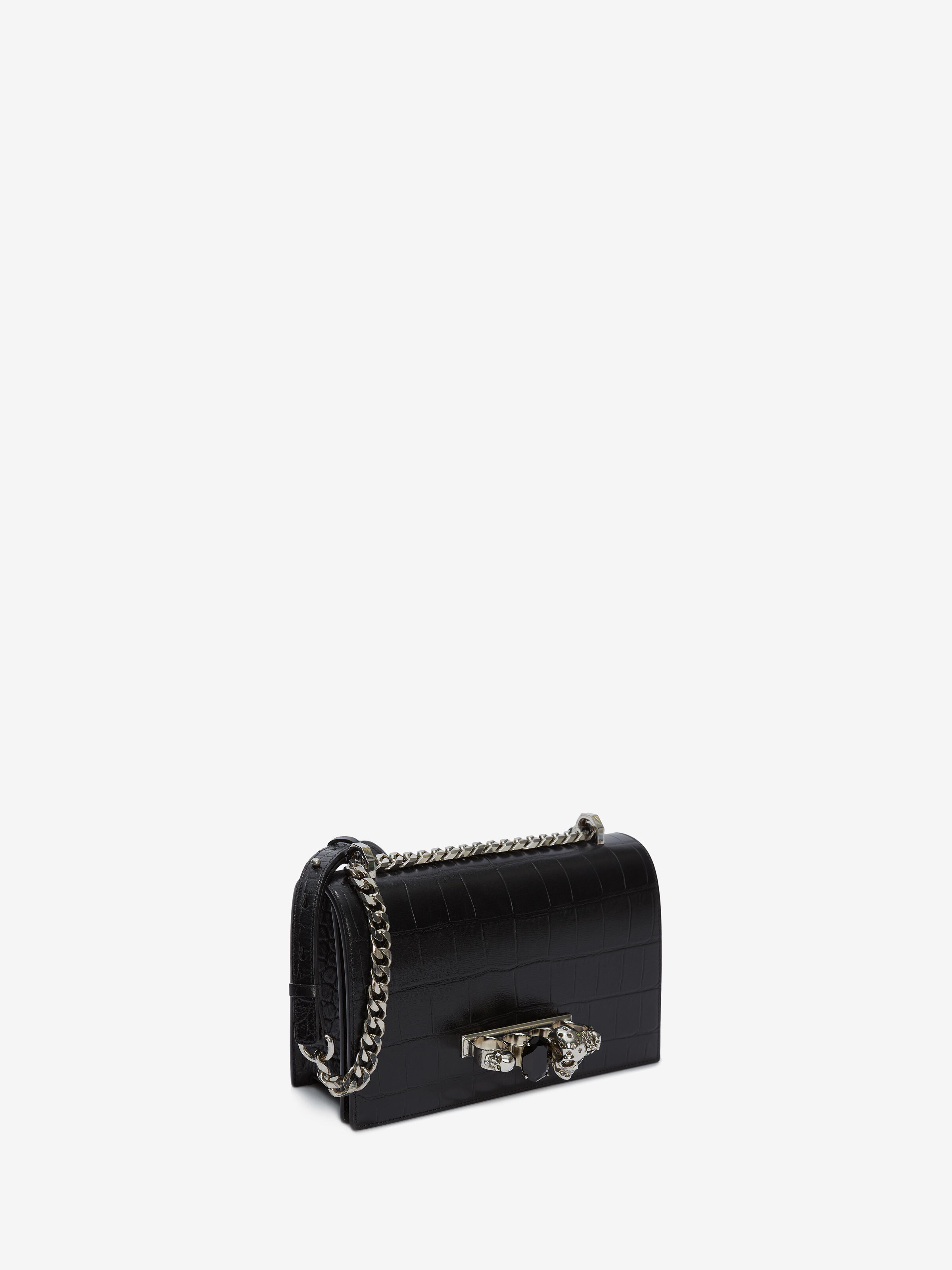 Women's Jewelled Satchel in Black/Silver in Calfskin | Alexander McQueen - image 3