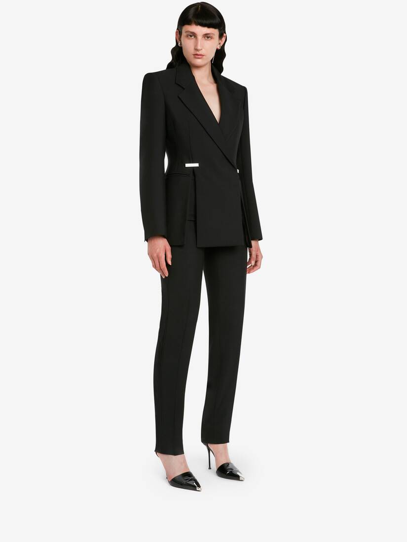 Slashed tailored fitted jacket in BLACK | Alexander McQueen US