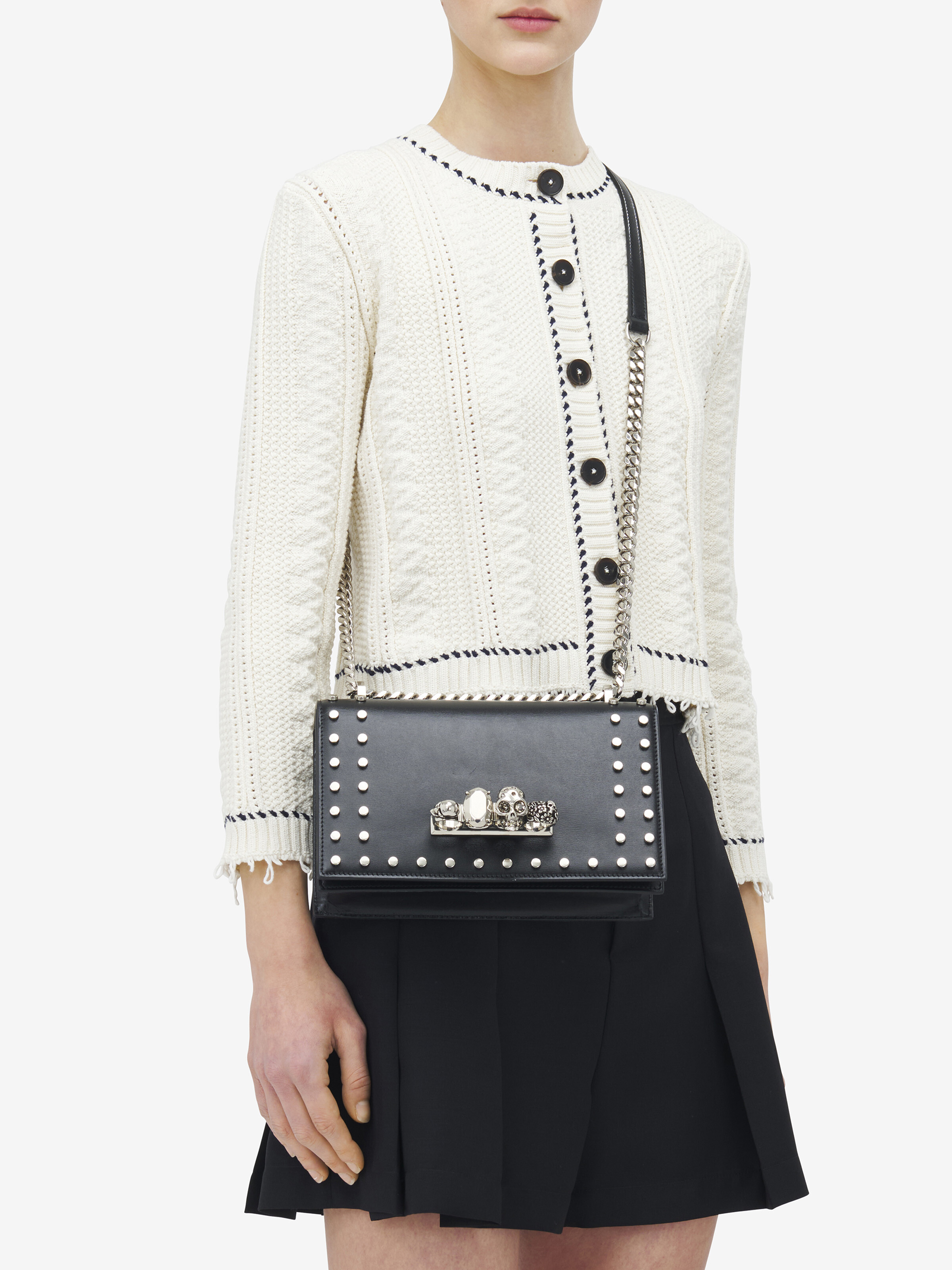 Stud-embellished Jewelled Satchel