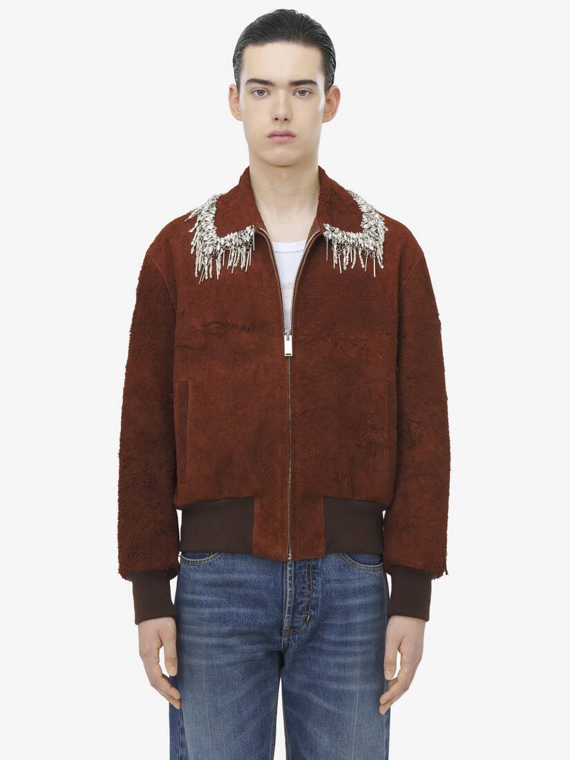 Raw Suede Bomber Jacket