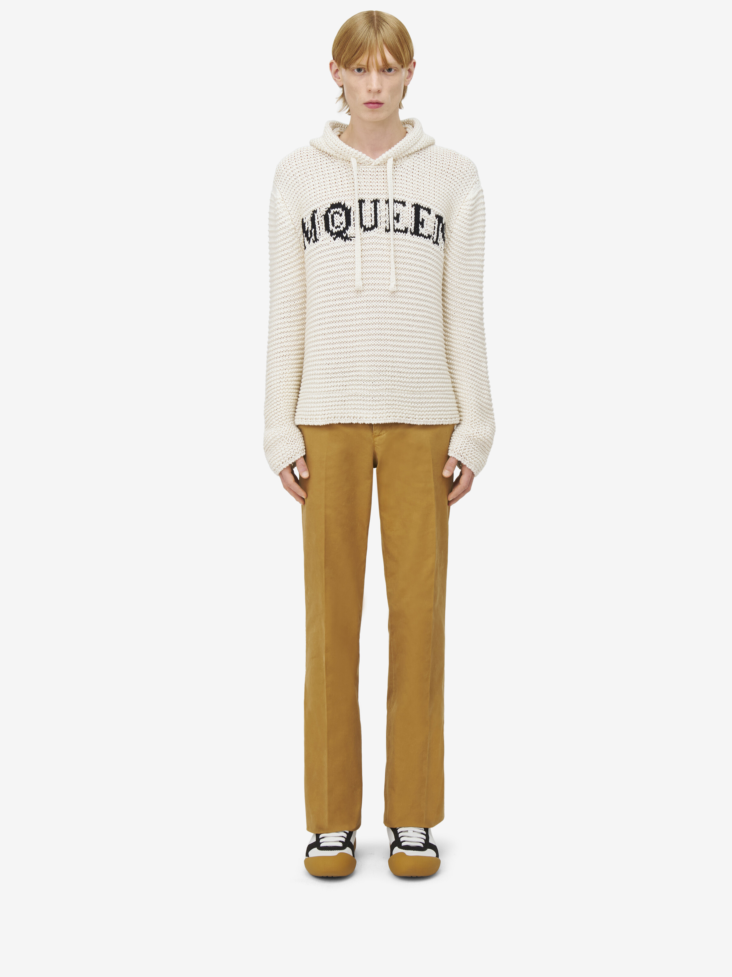 Men's McQueen Logo Cropped Hoodie in Ivory in 100% Cotton | Alexander McQueen - image 2