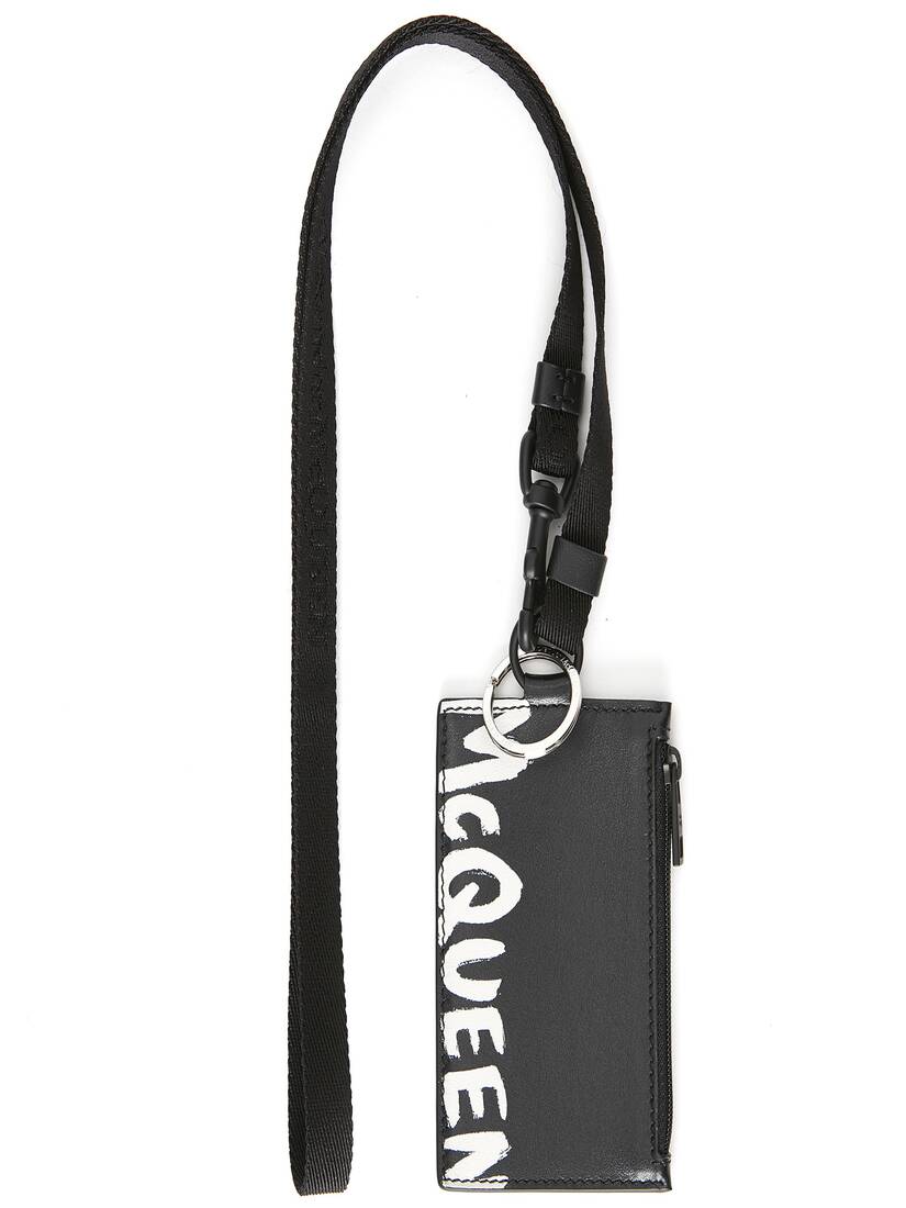 McQueen Graffiti Zipped Card Holder With Strap