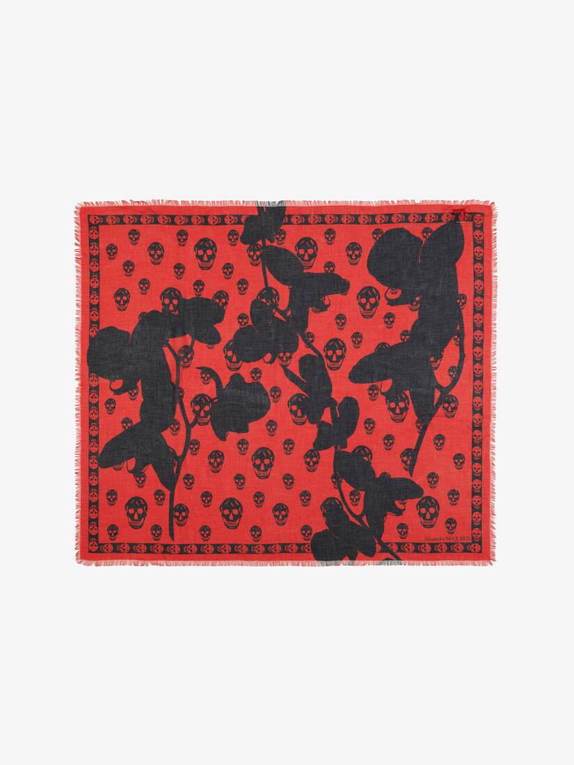 Men's Orchid Classic Skull Foulard in Lust Red/black