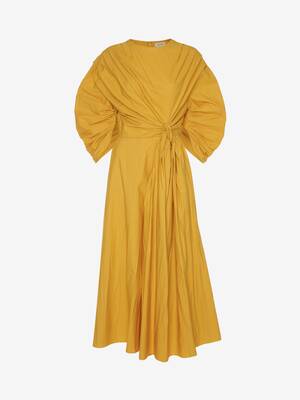 Robe Drapée Et Nouée En Popeline De Coton