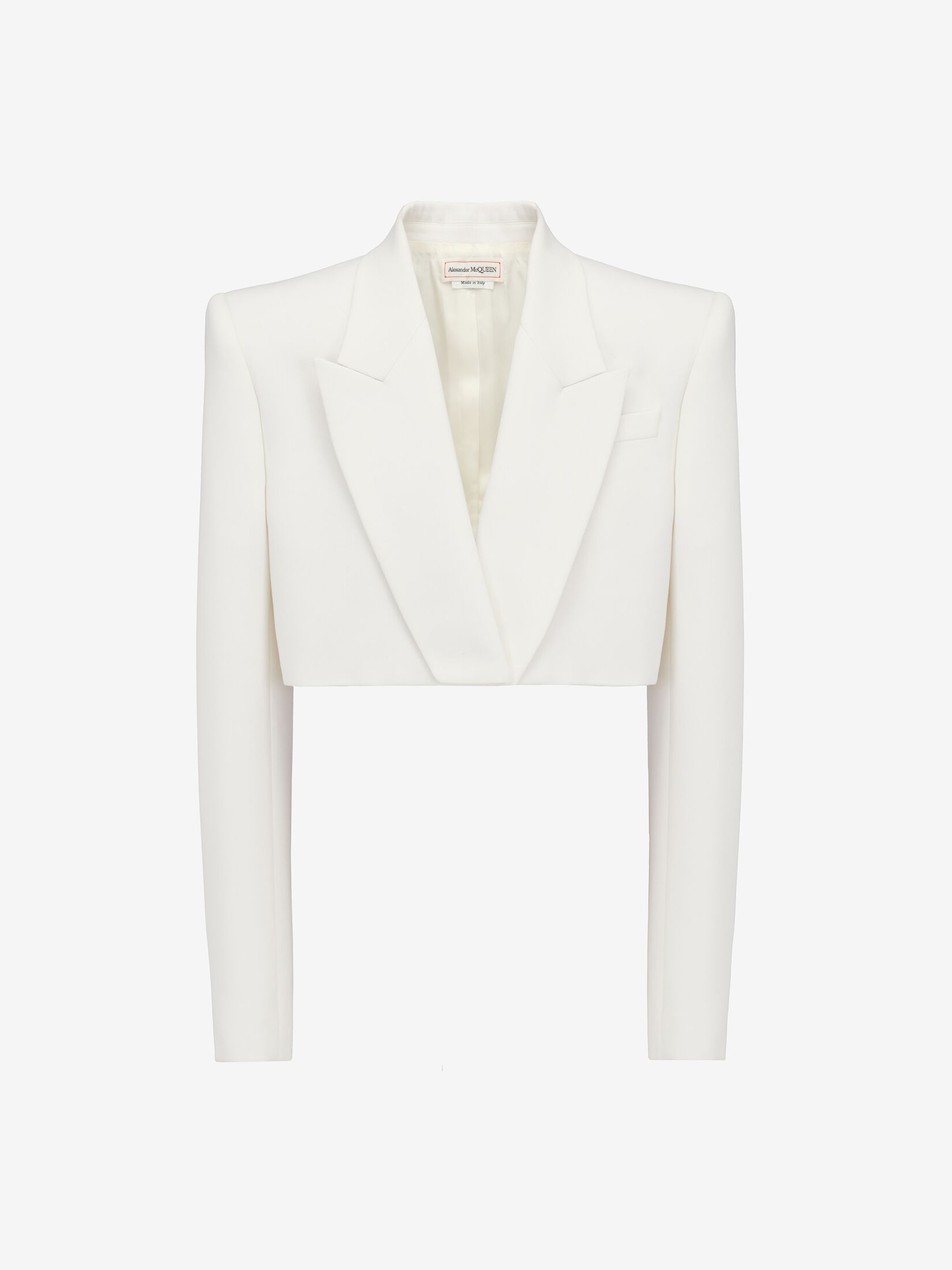 Boxy Cropped Jacket in Soft White | Alexander McQueen GB