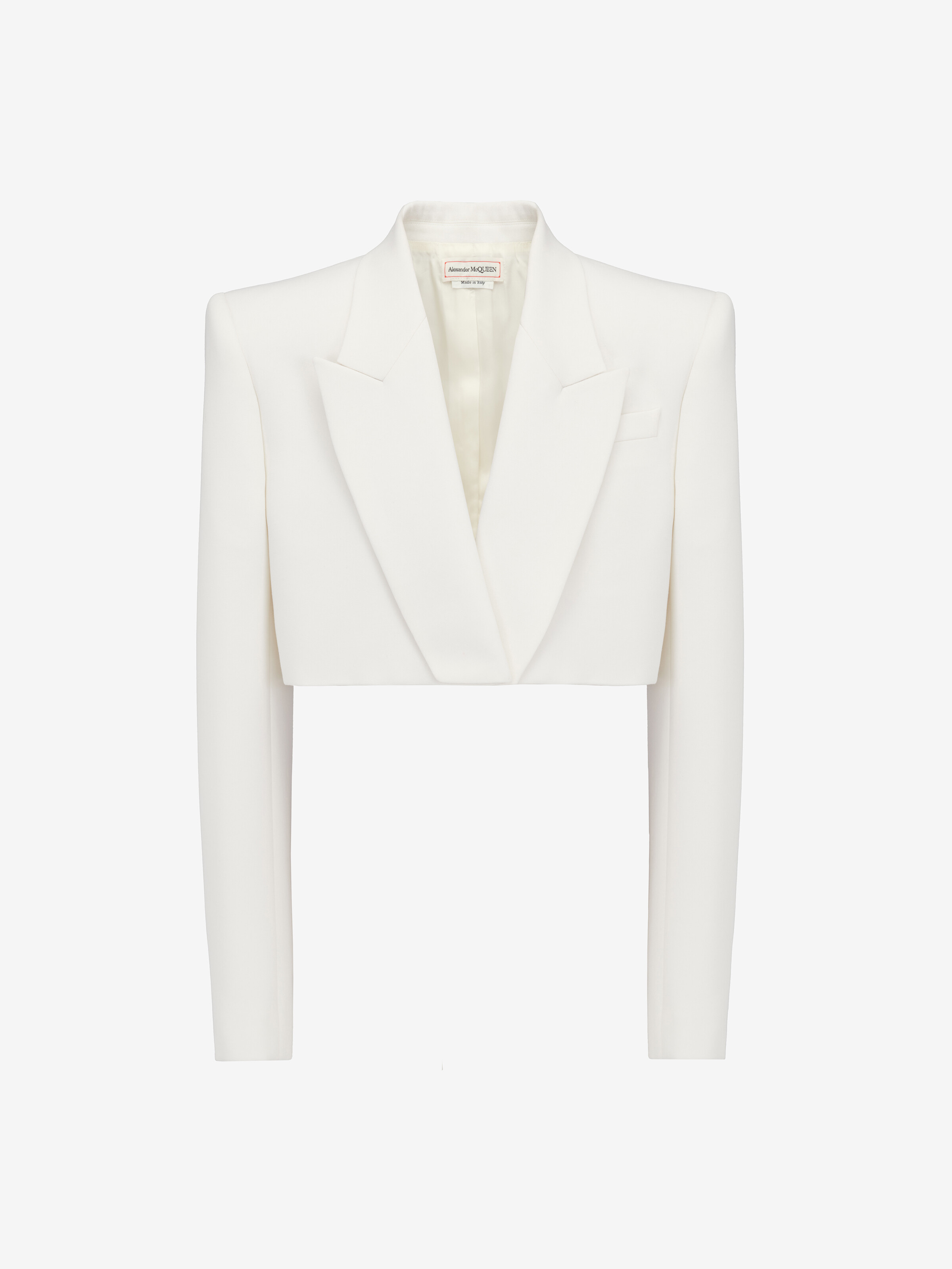Women's Boxy Cropped Jacket in Soft White in 100% Wool | Alexander McQueen - image 1