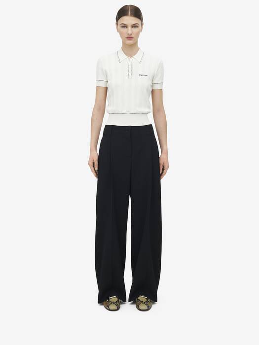 【送料&関税込】Alexander McQueen Embroidered Wool Wide-leg Alexander McQueen Embroidered Wool Wide Leg Pant for SS25