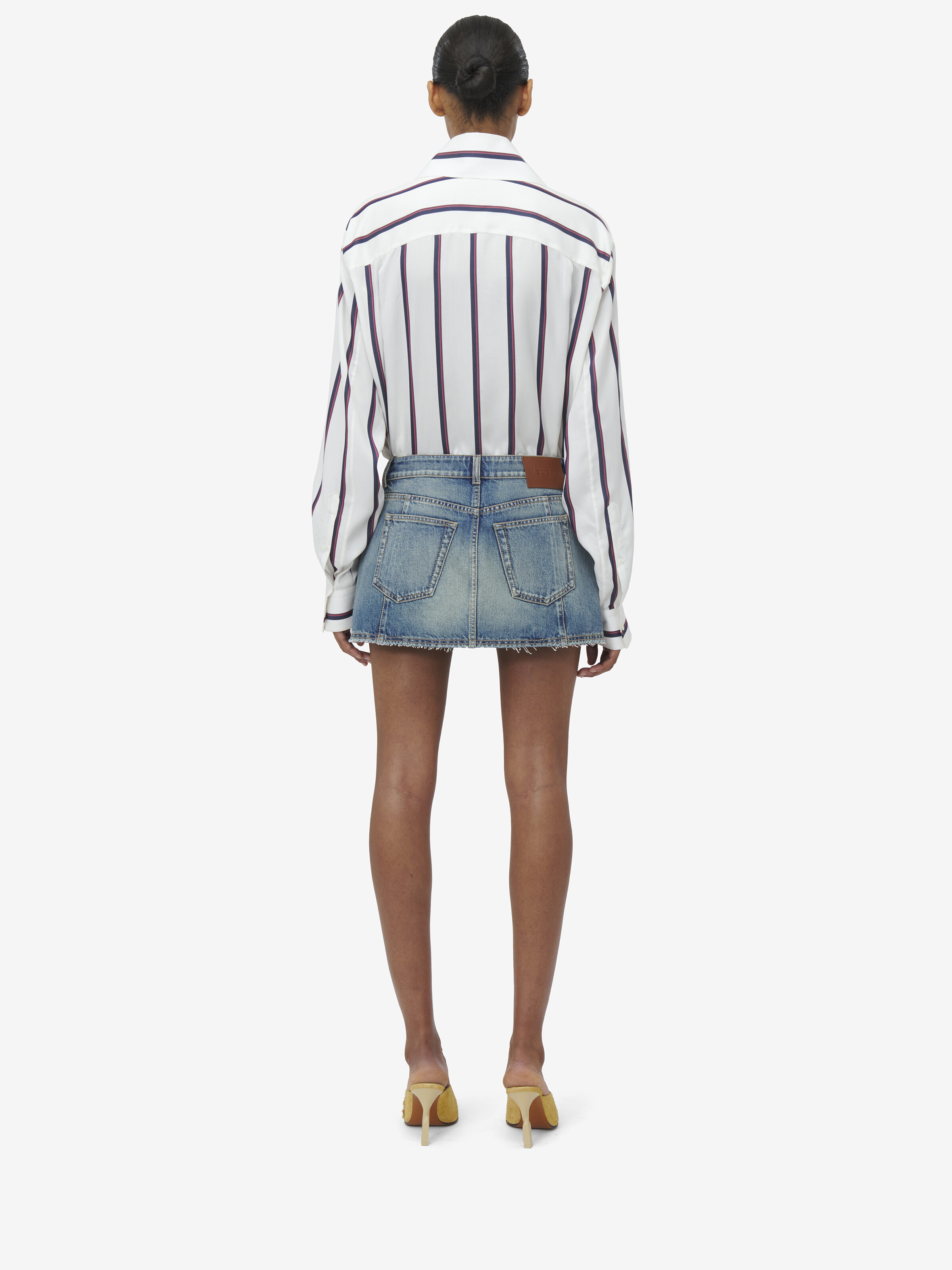 Women's Denim Mini Skirt in Blue | McQueen US