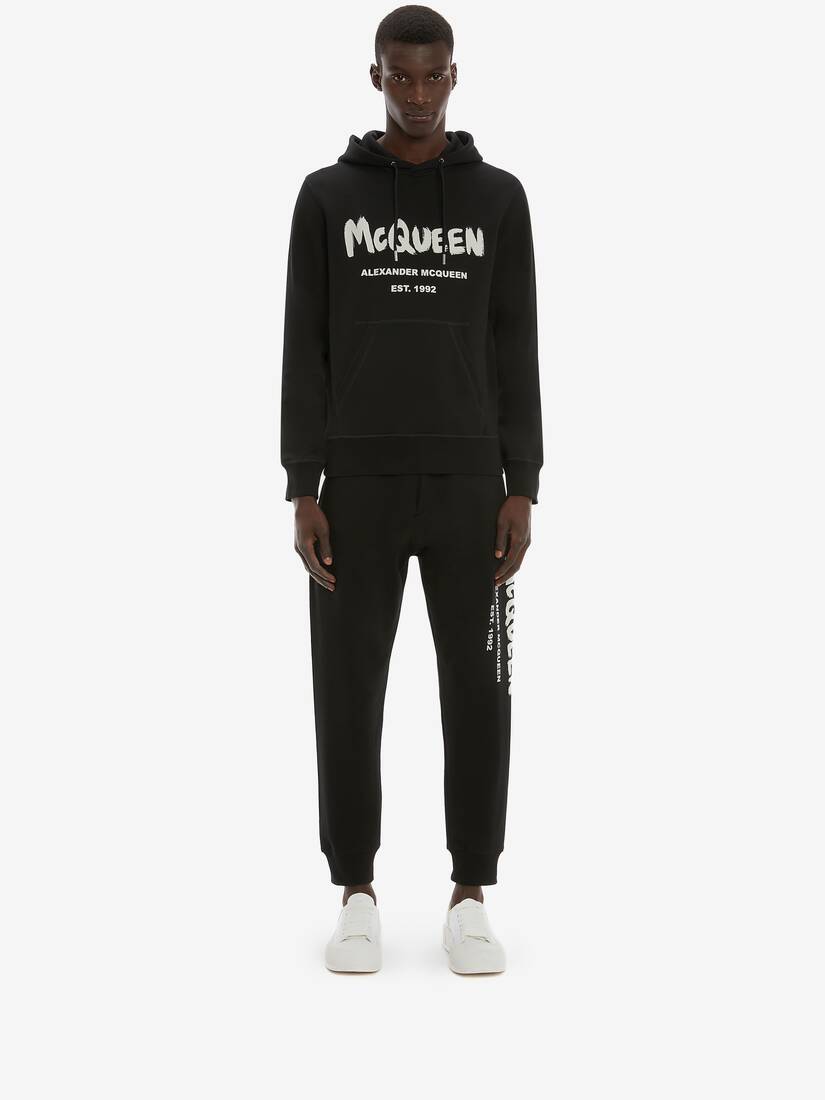 Men's McQueen Graffiti Joggers in Black/ivory