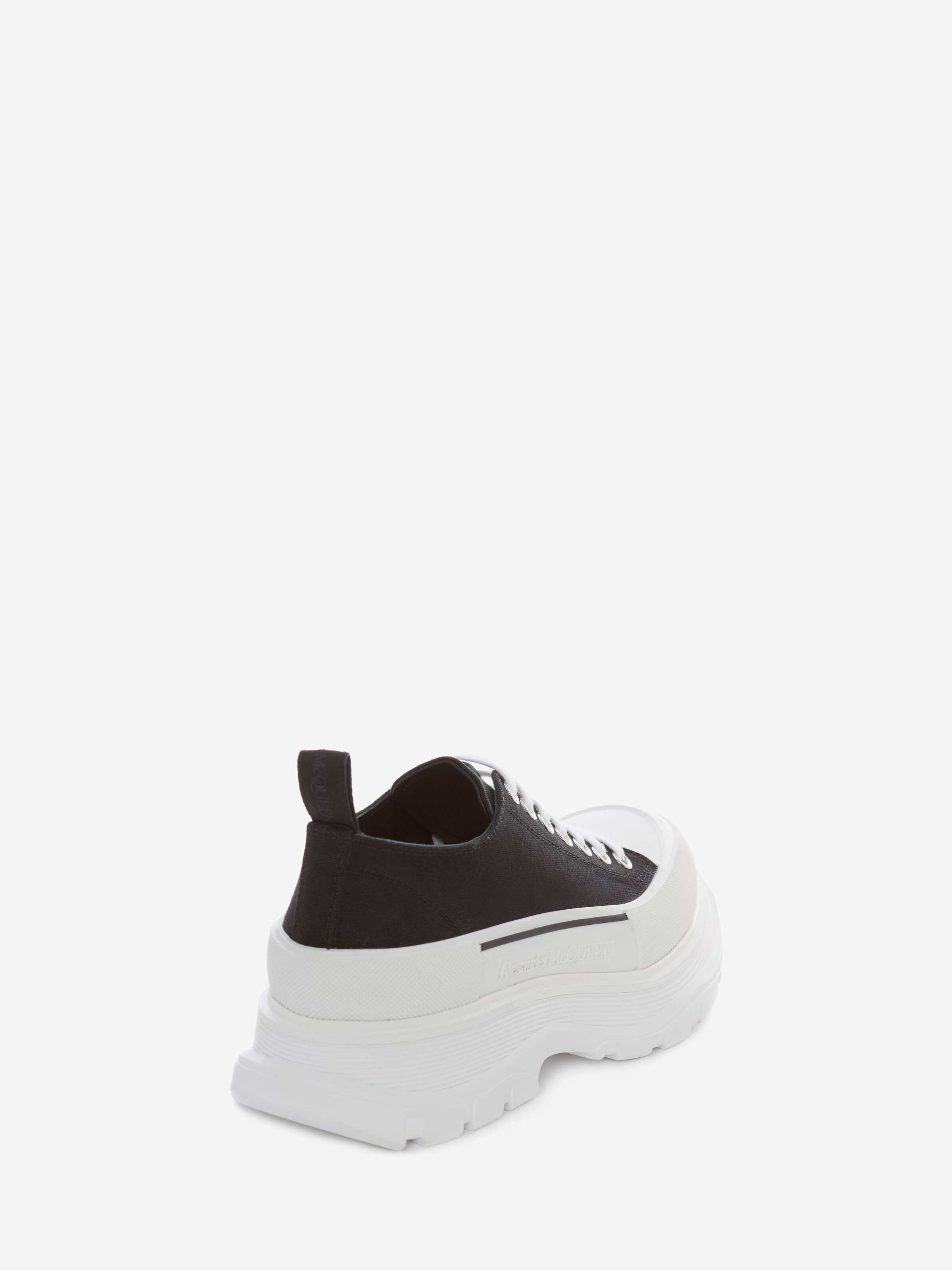 Women's Tread Slick Lace Up in Black/White in Cotton | Alexander McQueen - image 3