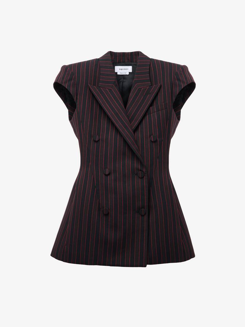 Pinstripe Sleeveless Jacket