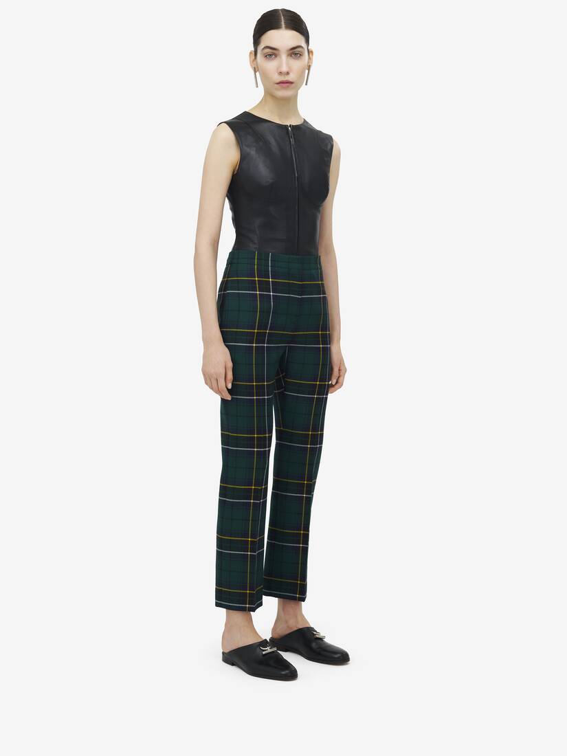 Wool Tartan Cigarette Trousers