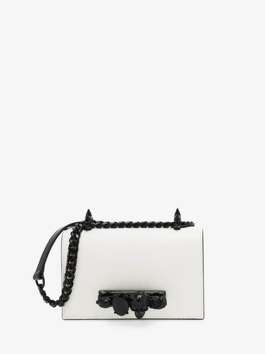 Women's Mini Jewelled Satchel in White | McQueen US