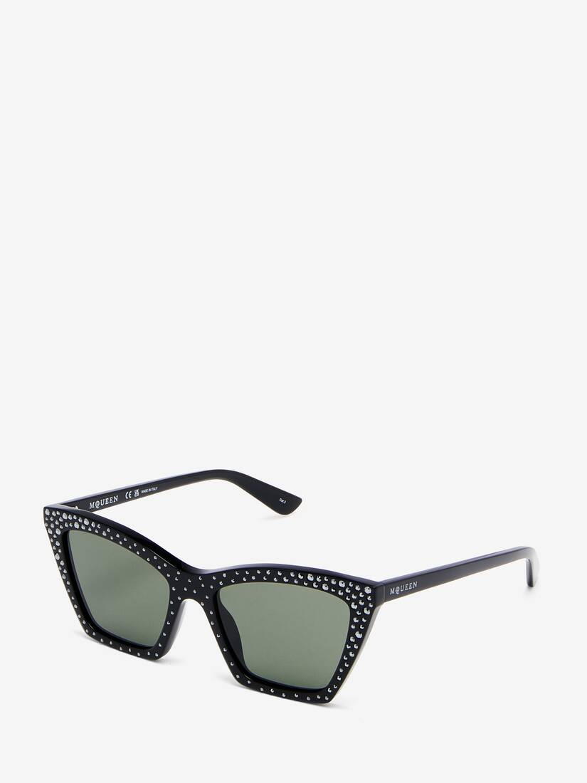 Spike Geometric Cat-eye Sunglasses with Crystals