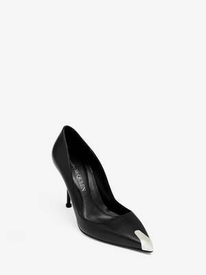 Women's Punk Pump in Black/Silver in Calf Leather | Alexander McQueen - image 2