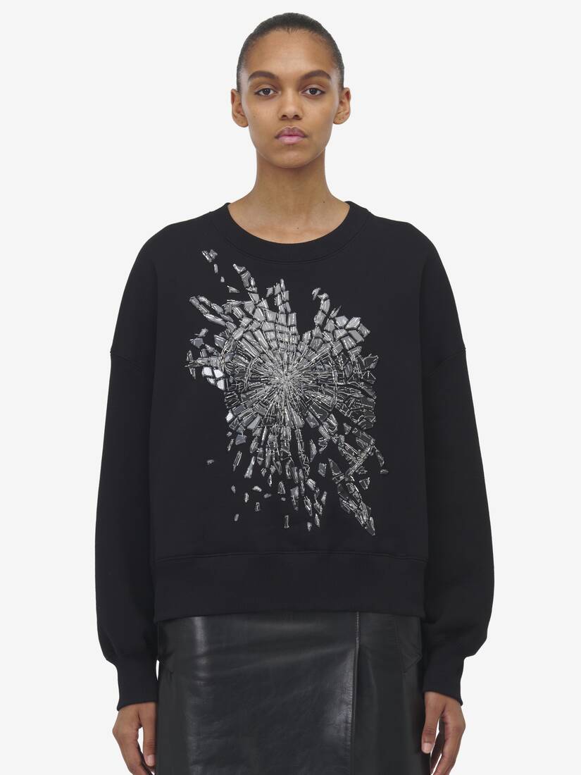 Sweatshirt mit Smashed Glass-Stickerei