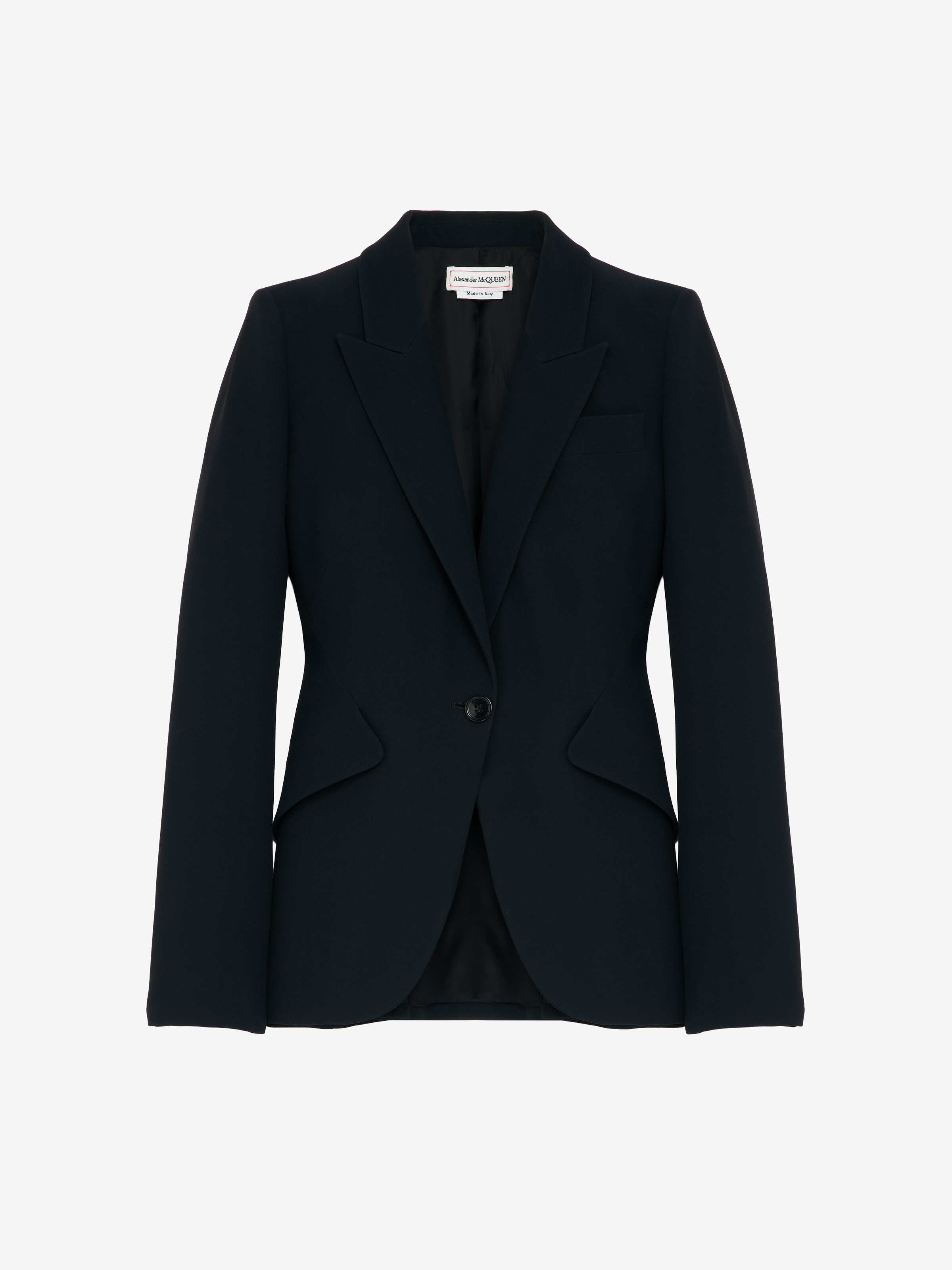 Peak Shoulder Leaf Crepe Jacket in Black | Alexander McQueen US