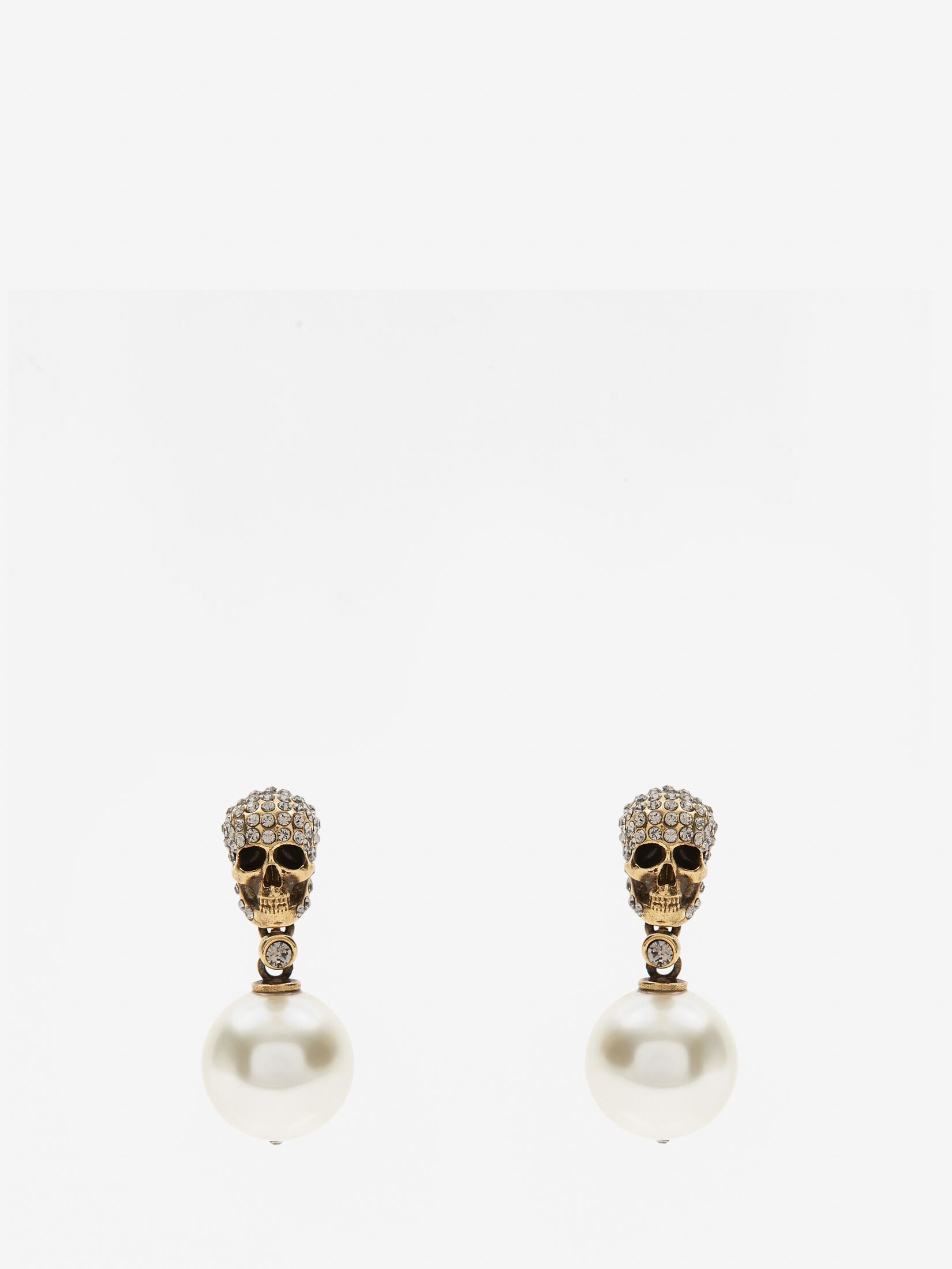 Orecchini Pearl Skull con pavé