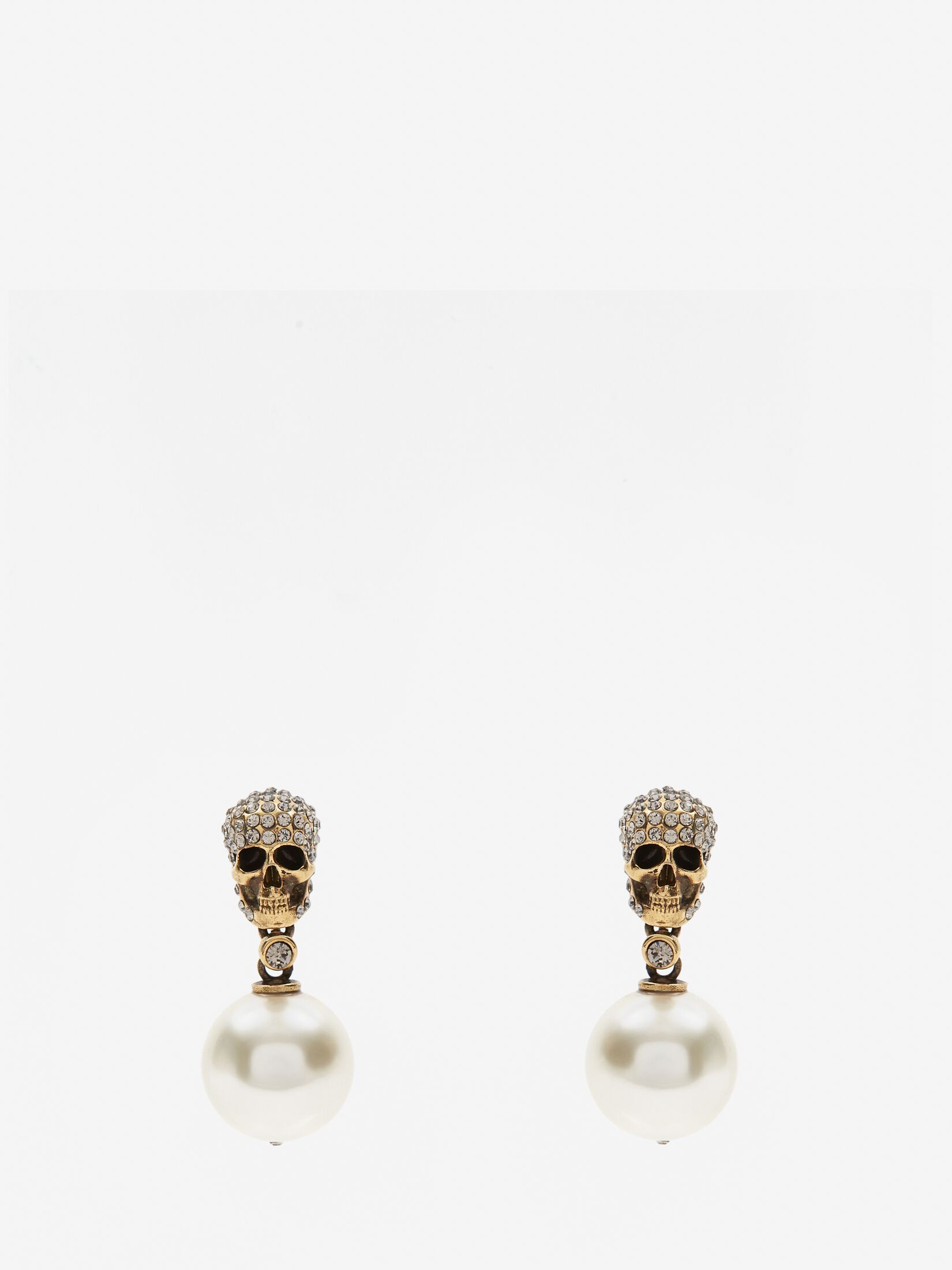 Pearl Pave Skull Earrings