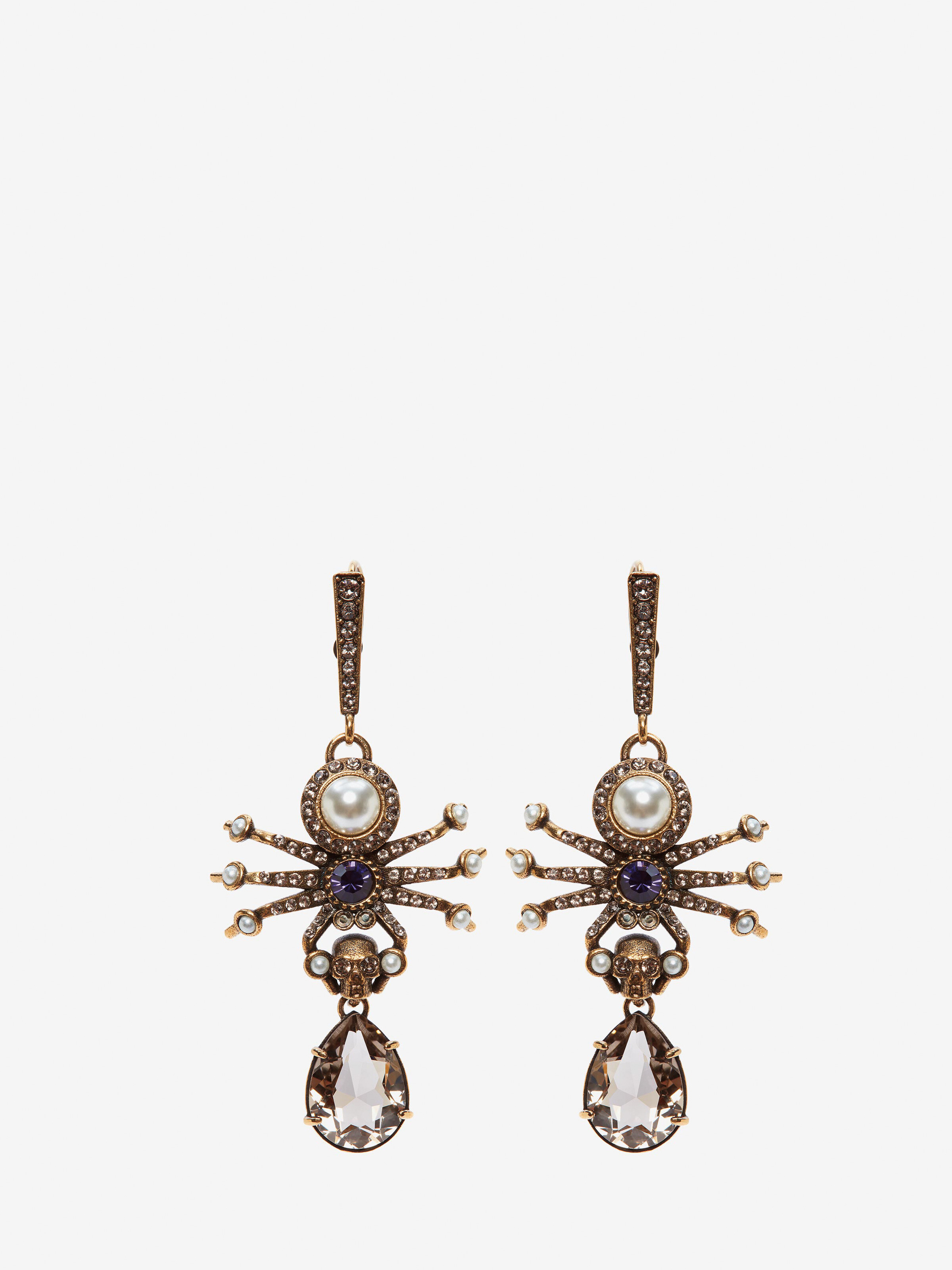 Spider Earrings in Antique Gold 