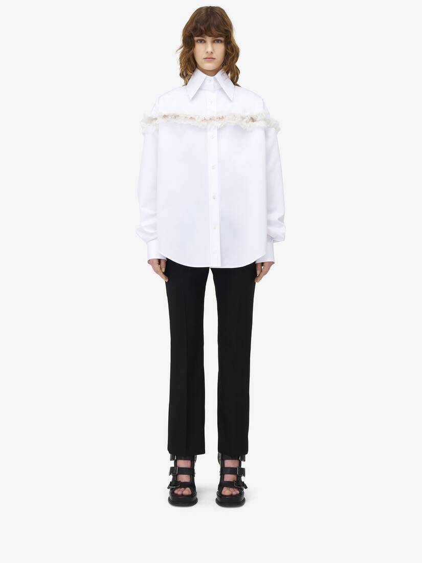 Slashed Creponne Detail Oversized Shirt