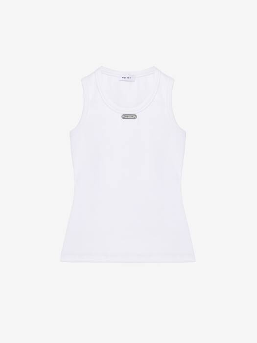 Women's McQueen Placket Tank Top in Optical White | McQueen US