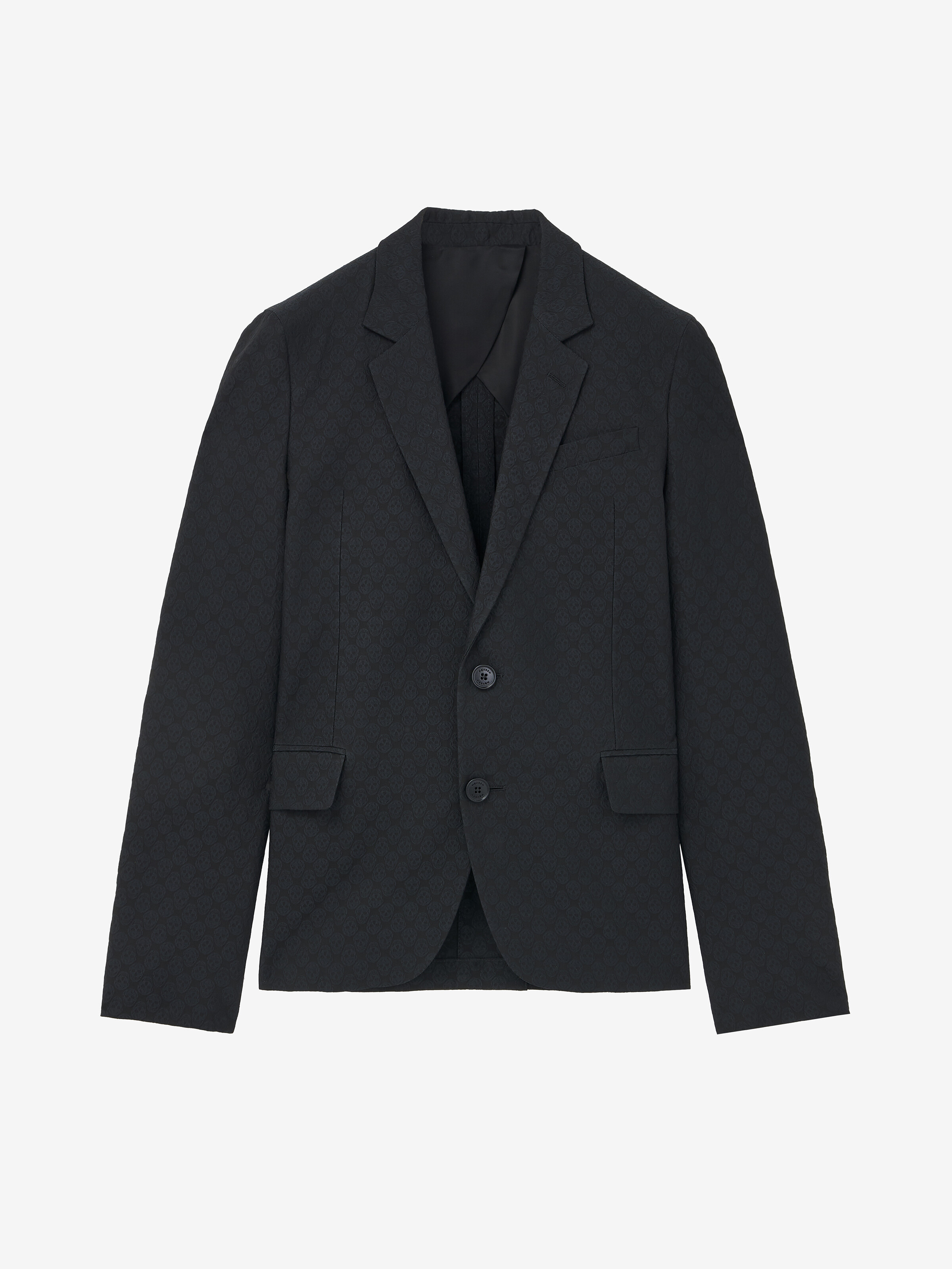 Men's Skull Jacquard Deconstructed Jacket in Black in 78% Viscose, 22% Polyester | Alexander McQueen - image 1
