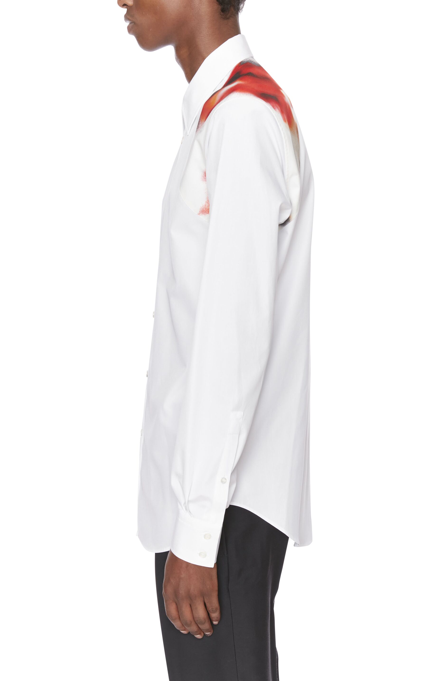 Men's Obscured Flower Harness Shirt in White | Alexander McQueen US