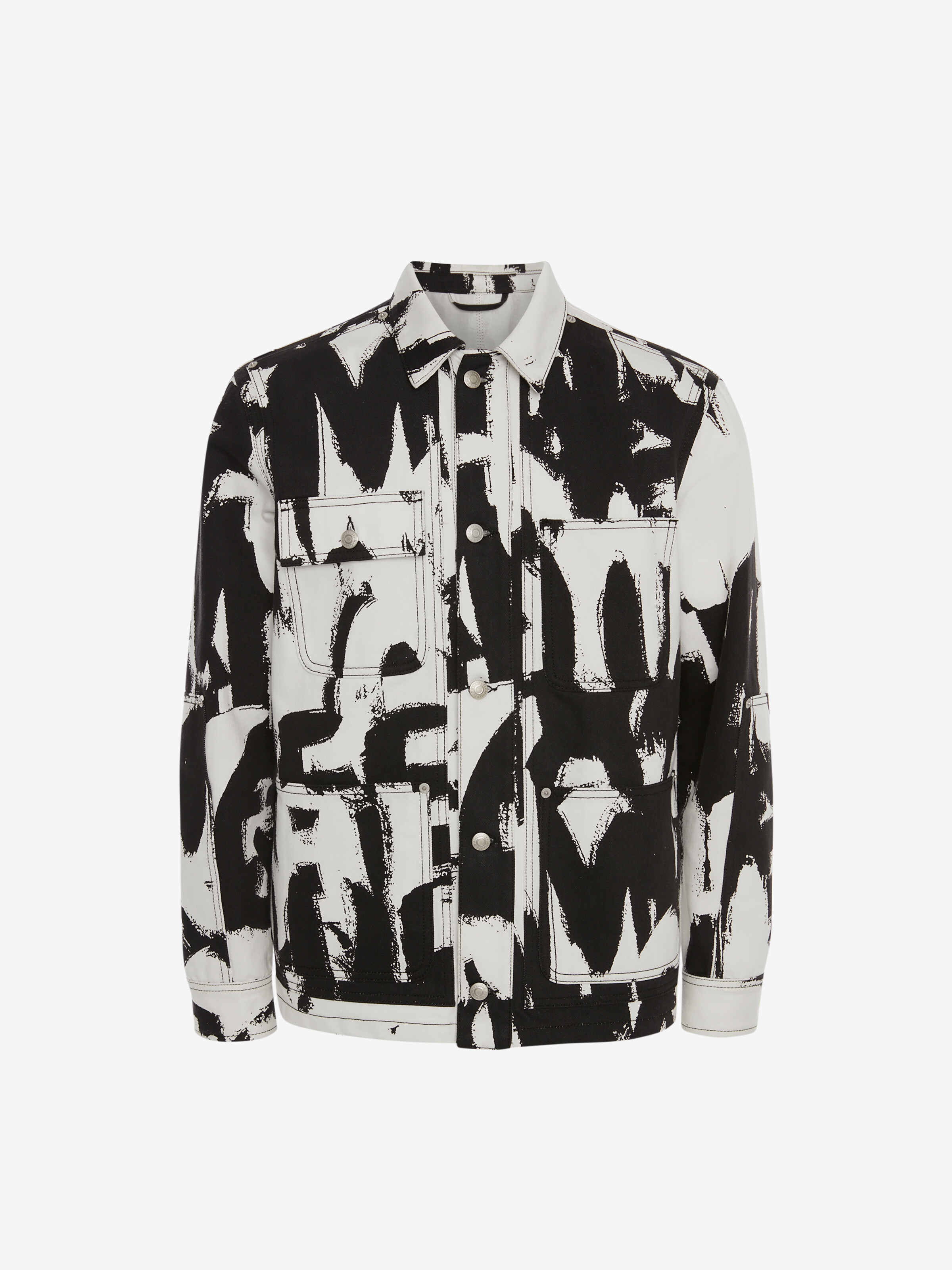 Alexander Mcqueen Mcqueen Graffiti Workwear Denim Jacket In White/black ...