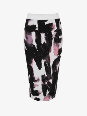 Jupe crayon en jacquard Watercolour Graffiti