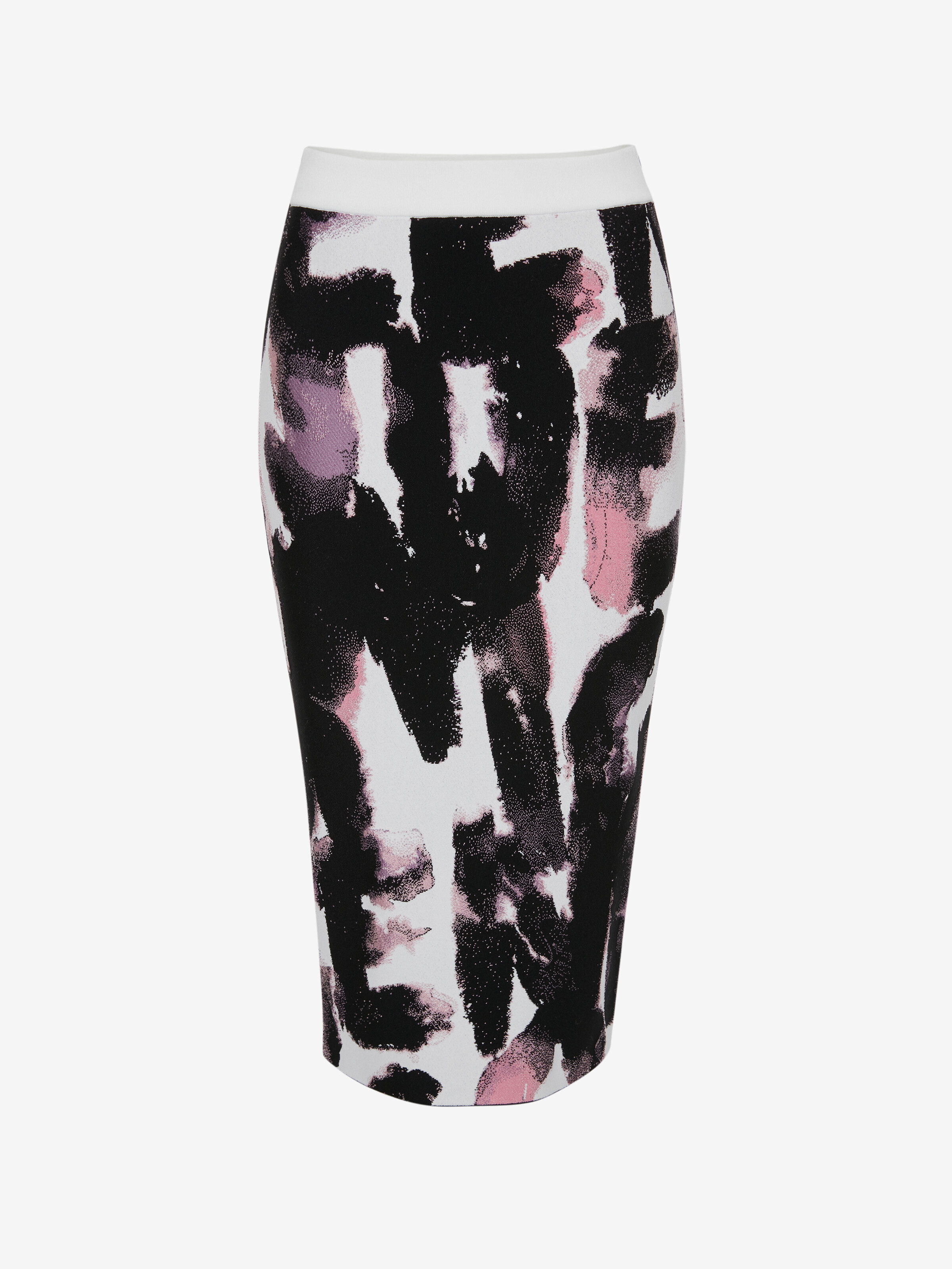 Women's Watercolour Graffiti Jacquard Pencil Skirt in White/Multicolour in 57% Viscose, 26% Silk, 10% Polyester, 5% Polyamide, 2% Elastane | Alexander McQueen - image 1