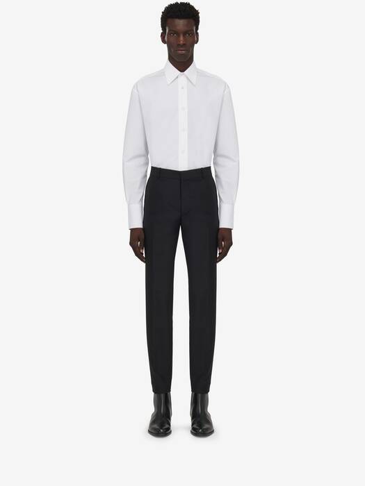 ALEXANDER MCQUEEN 17ss ホワイト レオパード長袖シャツ AUTH Alexander McQueen Men's Embroidered Logo T-Shirt Size