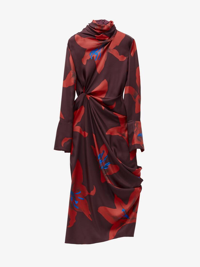 Asymmetrisches Kleid mit Flame Lily-Motiv