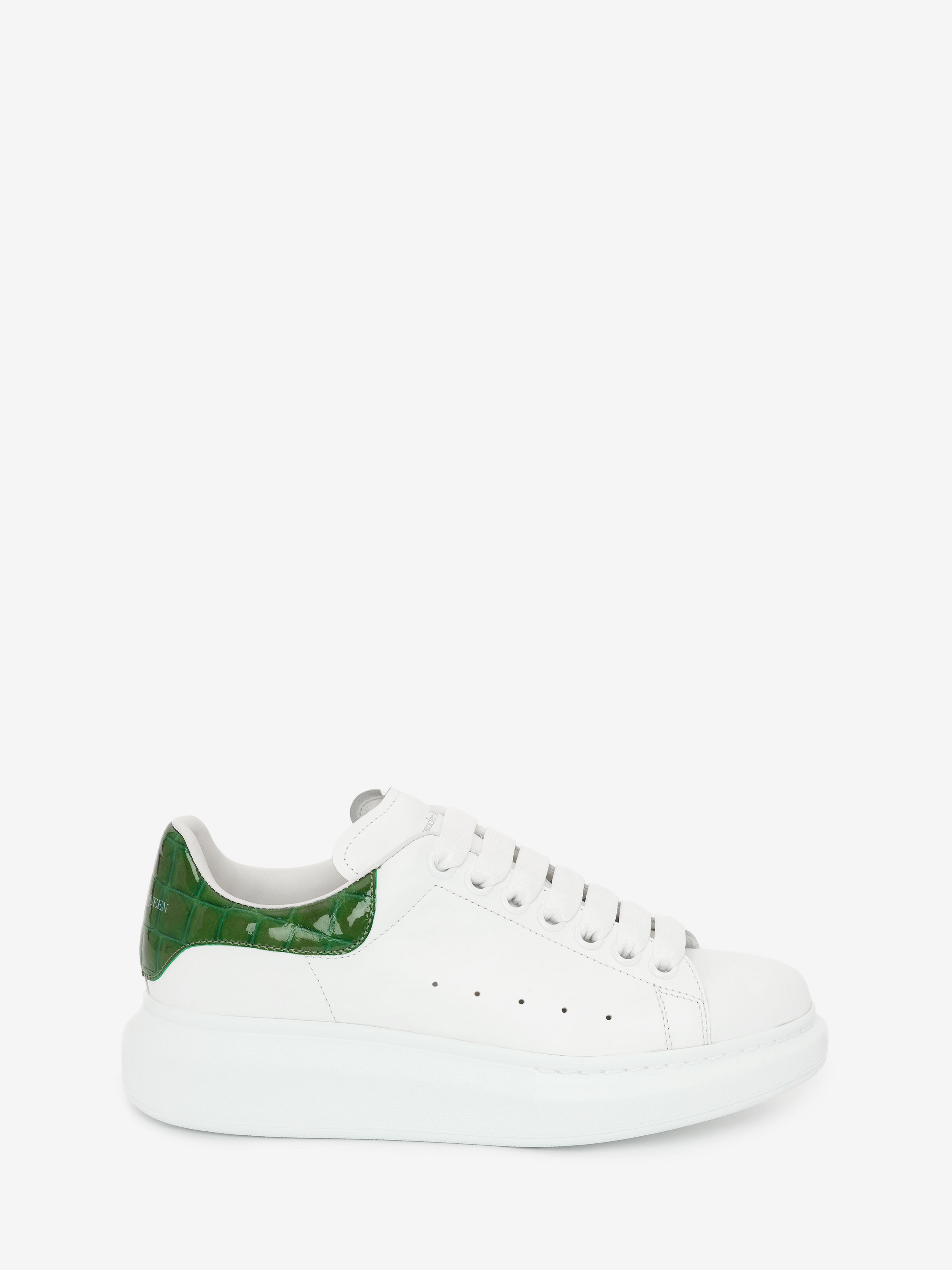 Alexander Mcqueen White And Green Embossed Classic Sneakers In White/chrome Green
