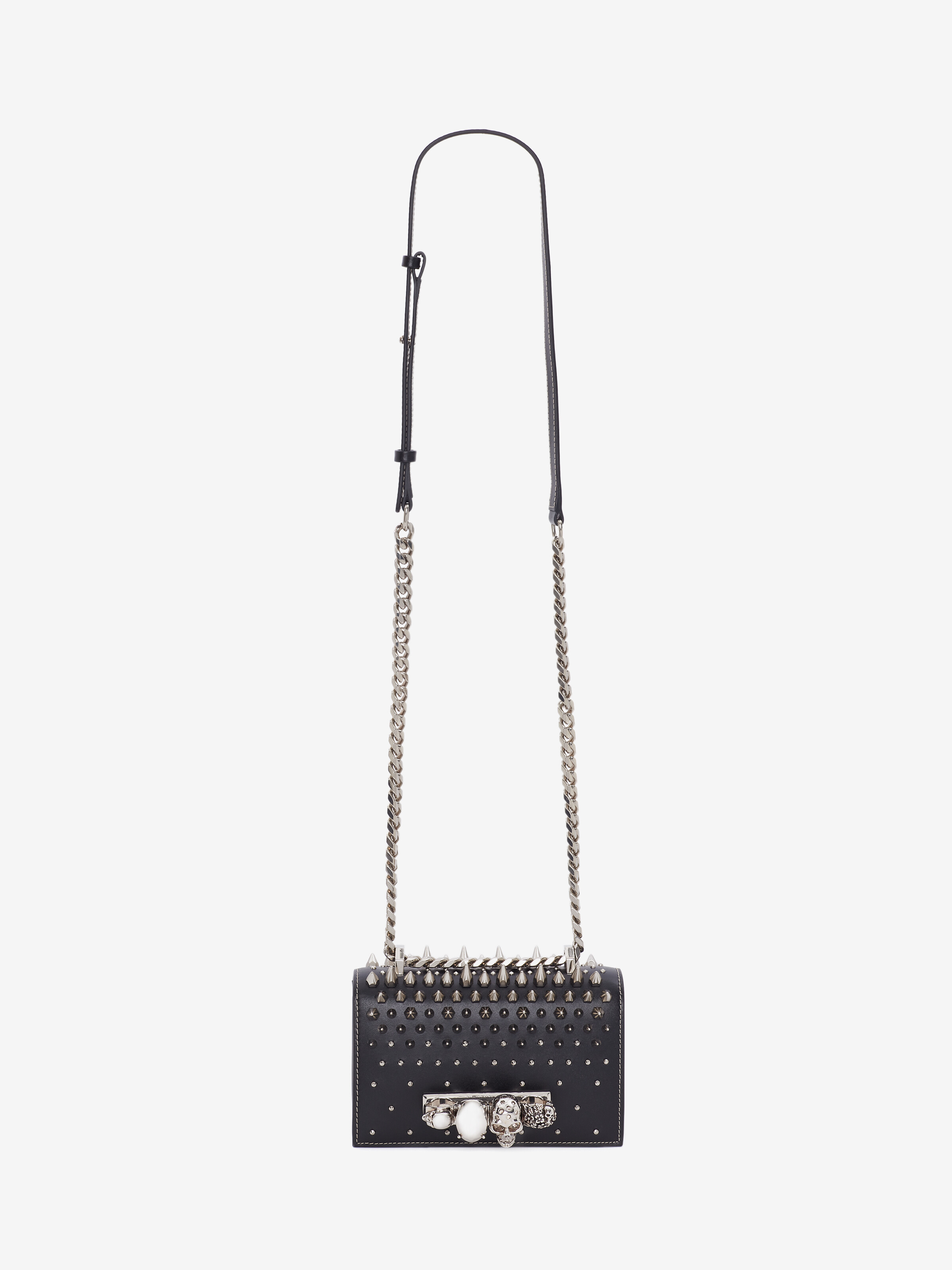 Borsa Mini Jewelled Satchel da Donna in Nero in Pelle di vitello | Alexander McQueen - image 4