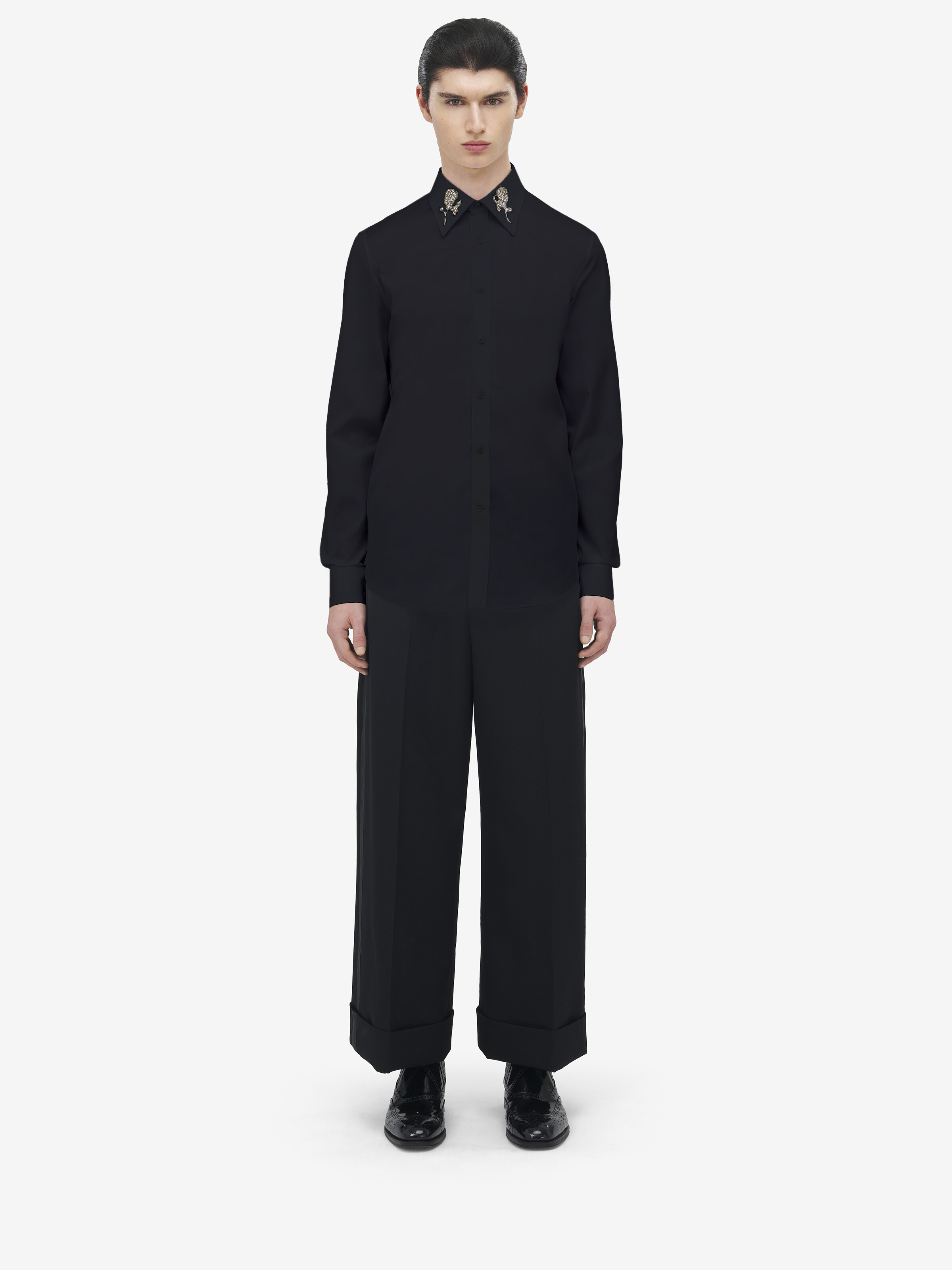 Sailor Tattoo Rose刺绣衬衫 in 100% 棉 | Alexander McQueen - image 2