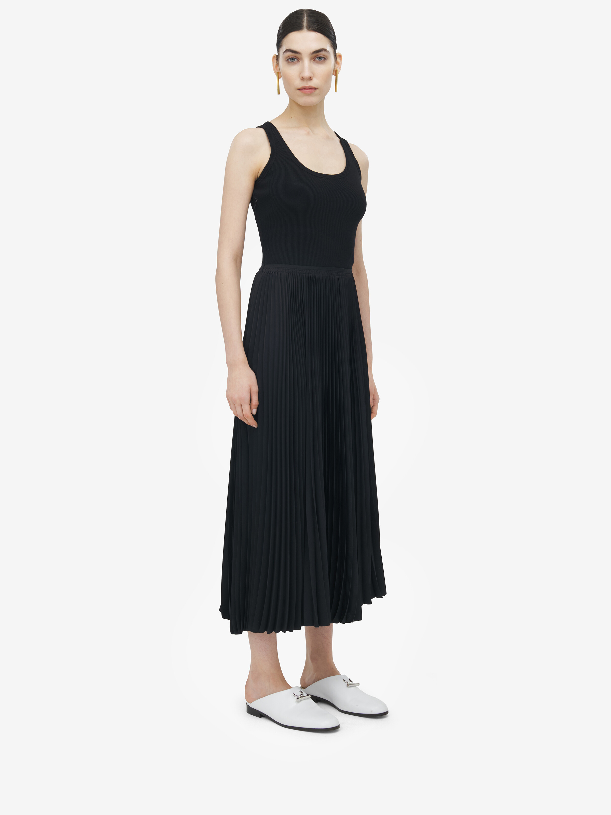 Women's Cotton Rib Midi Dress in Black Alexander McQueen NL