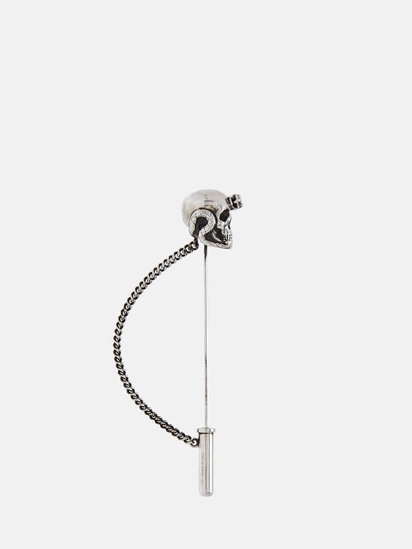 Alexander McQueen Silver Skull and Snake Lapel Pin – BlackSkinny