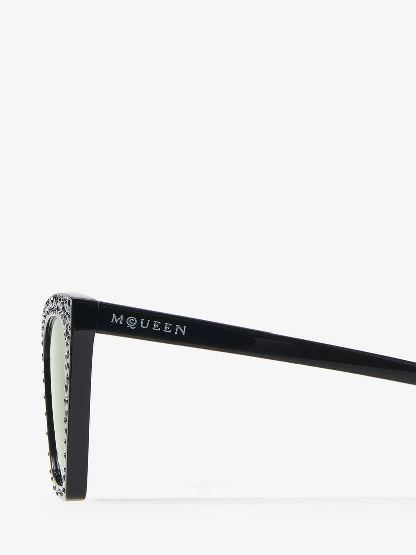 Spike Geometric Cat-eye Sunglasses with Crystals