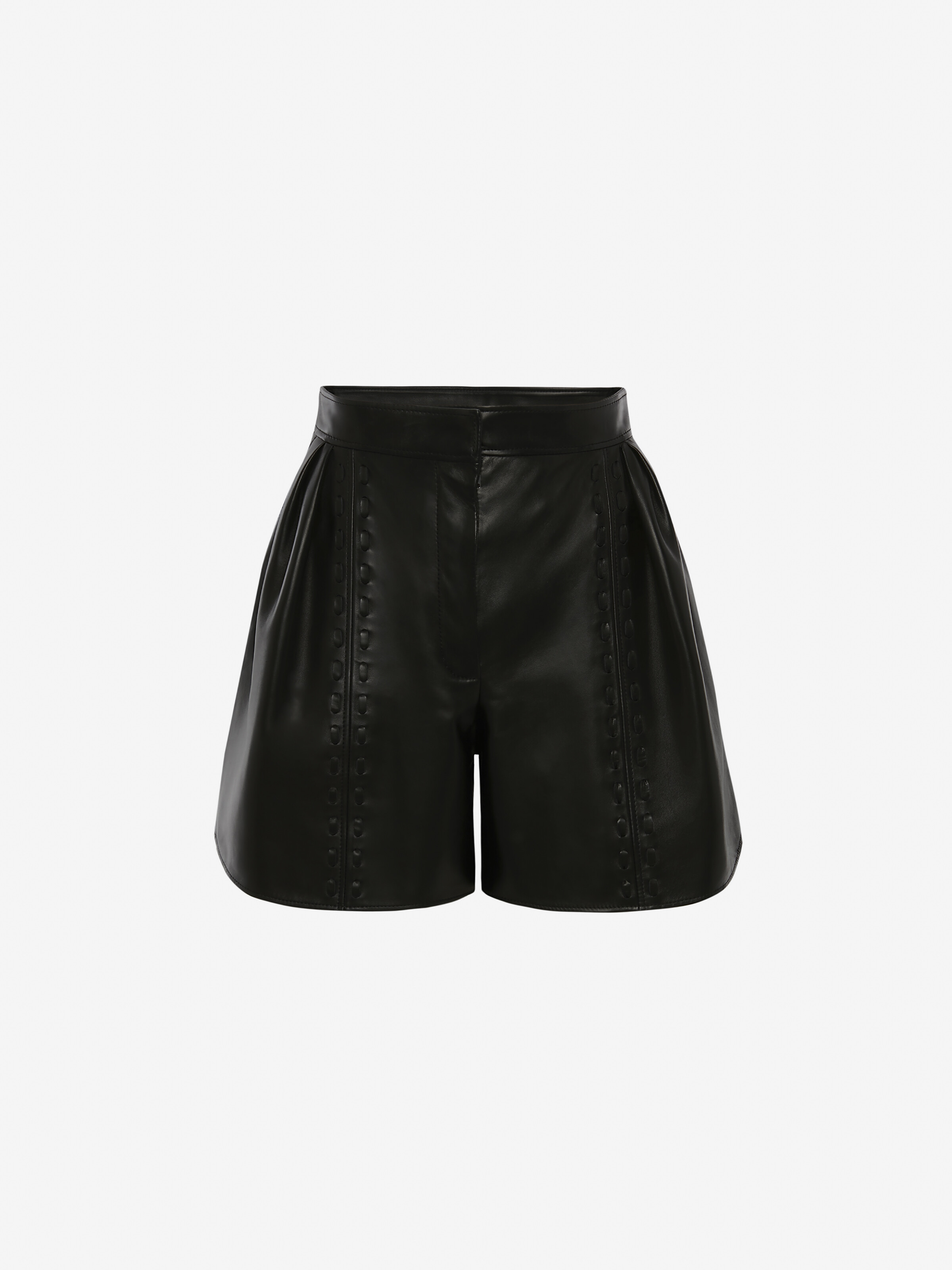 ALEXANDER MCQUEEN COUTURE STITCH LEATHER SHORTS,688579Q5AHW
