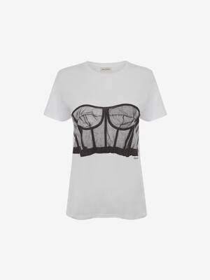 Bustier Print Cropped T-Shirt