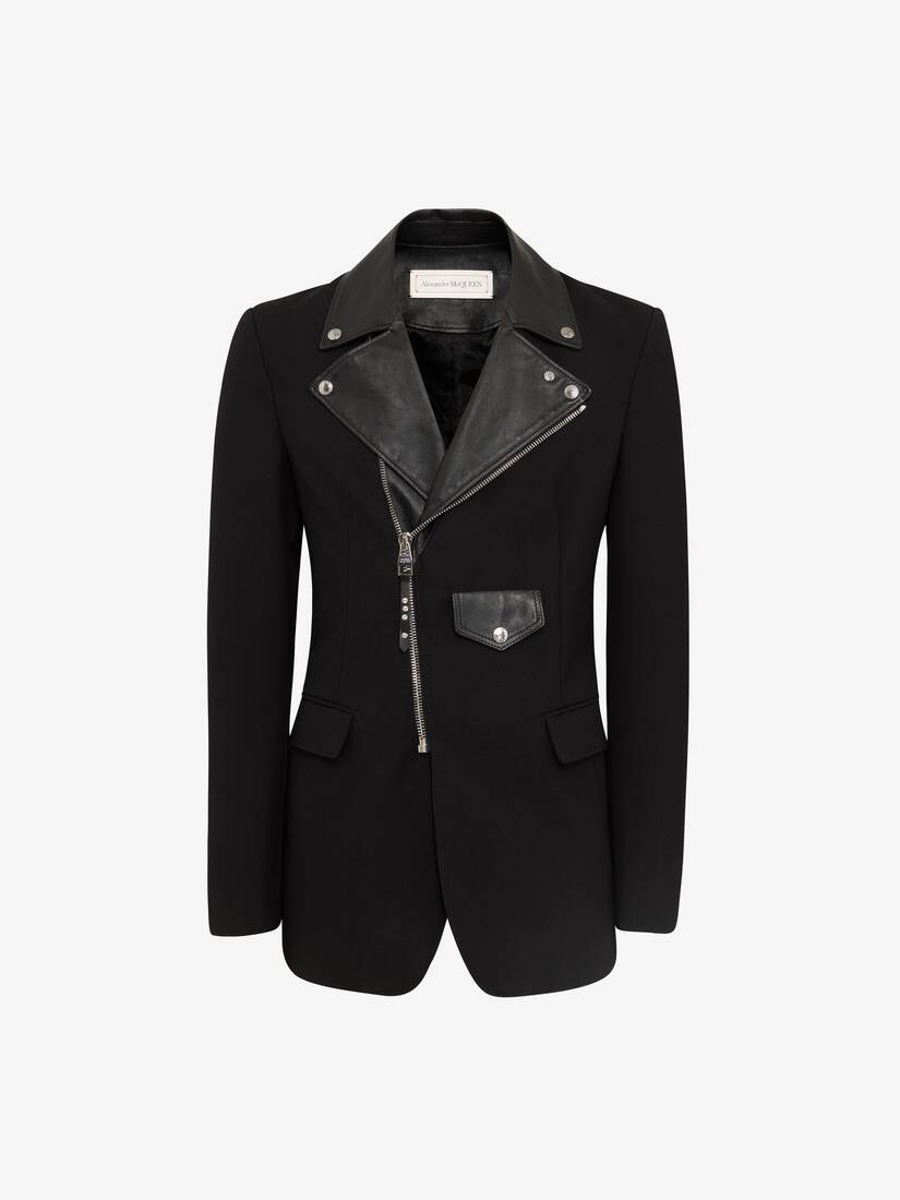 Biker Lapel Tailored Jacket in Black | Alexander McQueen US