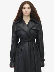 Leather Double-breasted Trench Coat