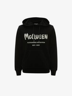 Kapuzensweatshirt mit McQueen-Graffiti-Motiv