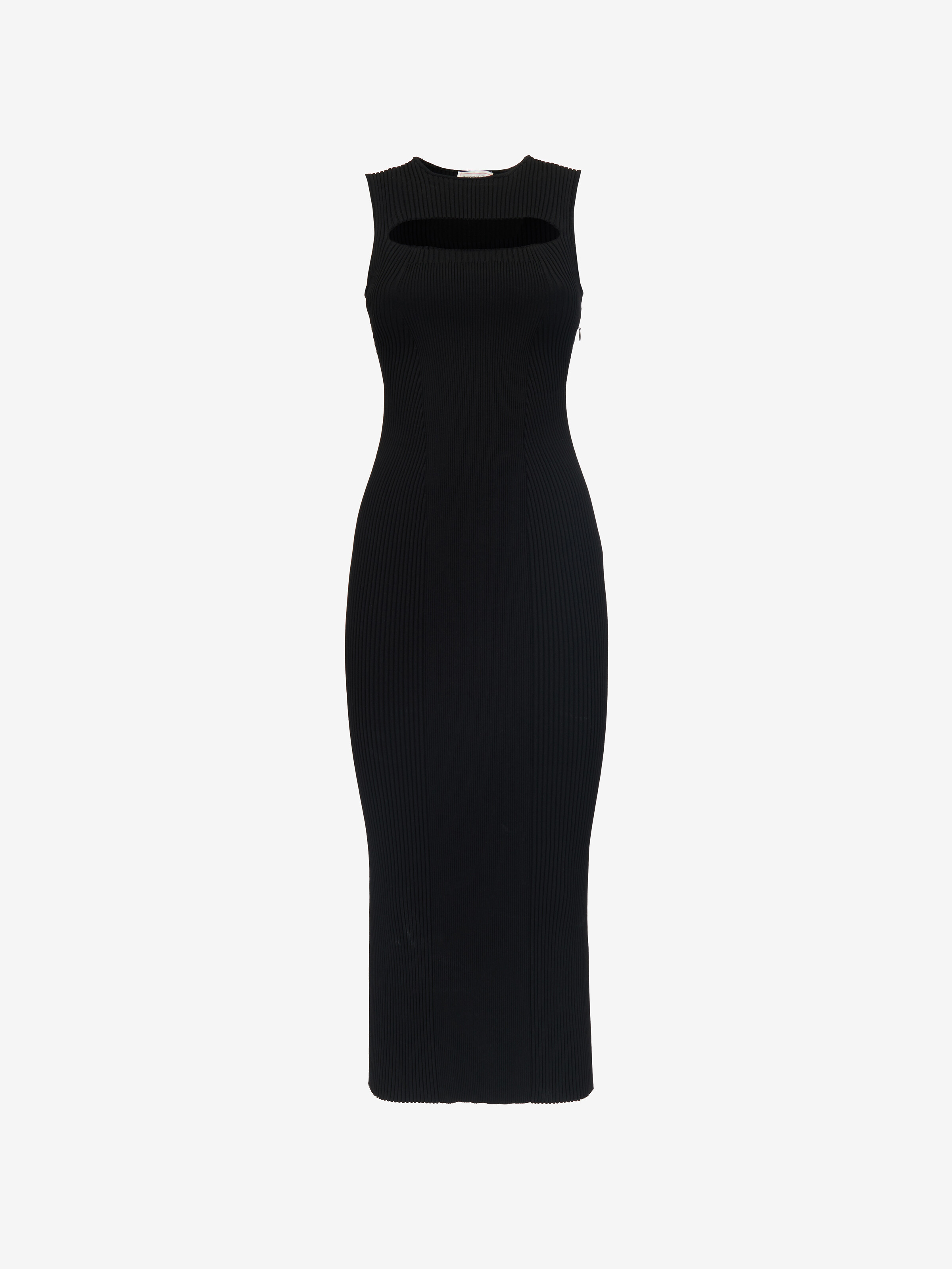 Slashed Knit Midi Dress in Black | Alexander McQueen US